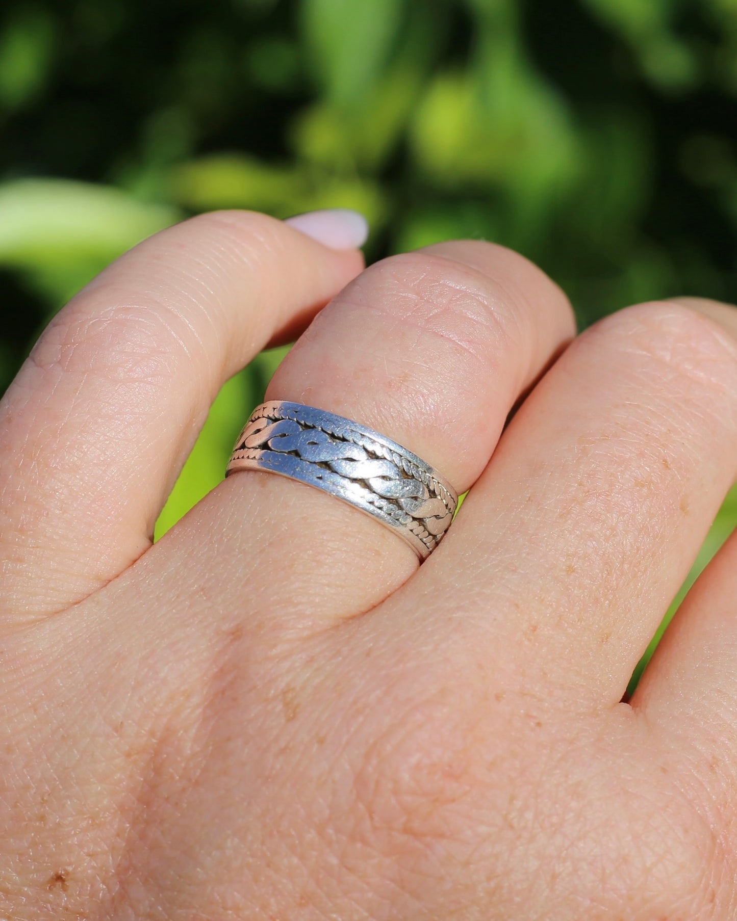 Twisted Rope Effect Sterling Silver Ring, size O1/2 or nearly 7.5 (fits more like N1/2 or 7)