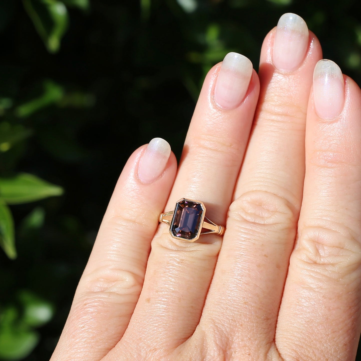 Custom Cut 4.36ct Octagonal Brown Zircon, Bezel Set, 9ct Yellow Gold, size L1/2 or 6
