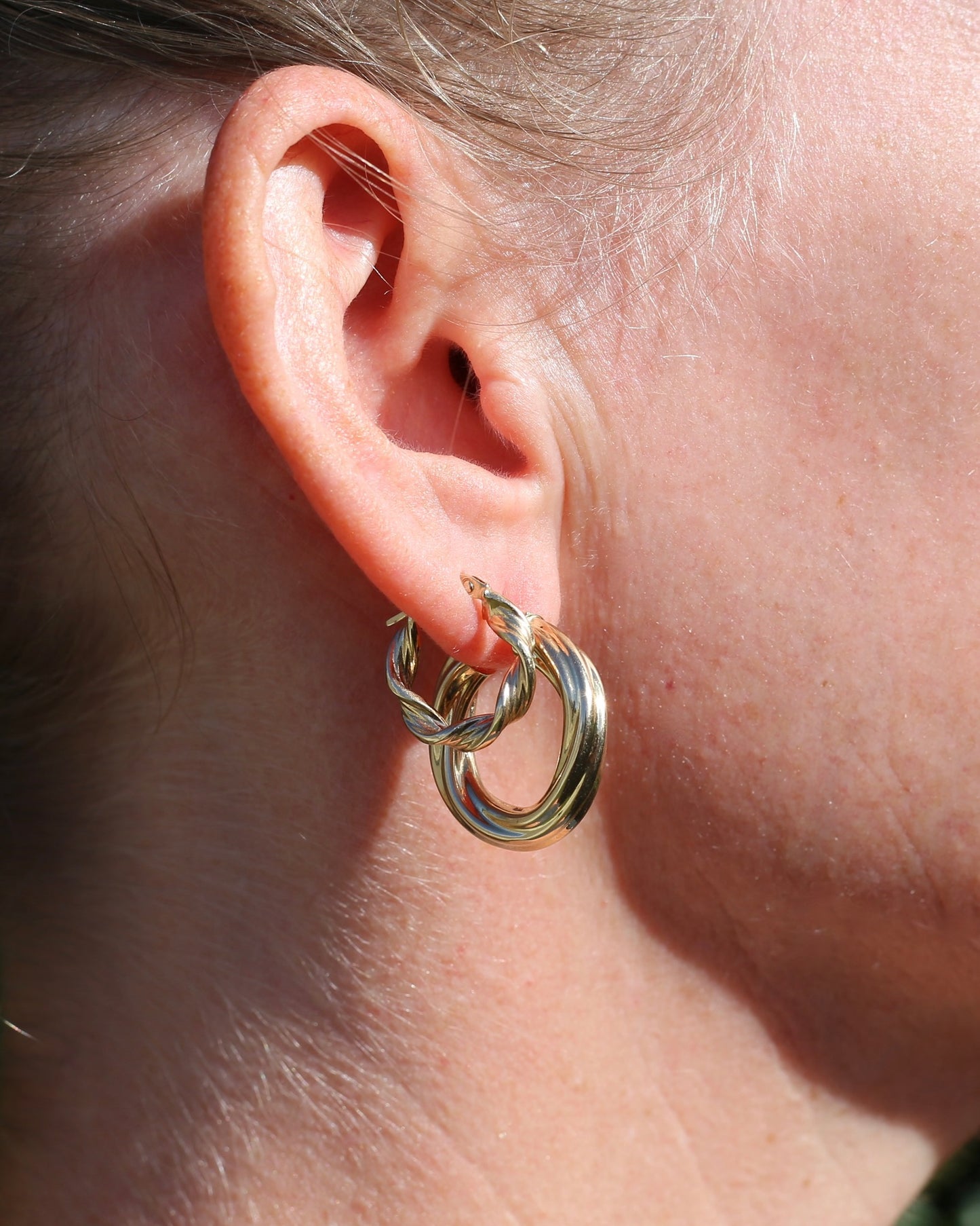 UnoAErre Twisted 9ct Gold Hoop Earrings, 23.6mm 2.33g