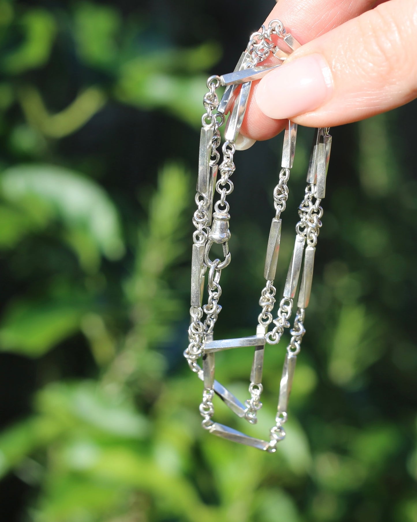 Vintage Silver Fancy Link Chain with Albert Clasp, 59cm or 23 inches, 21.6g