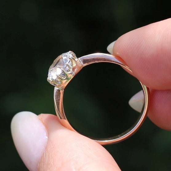 Vintage White Spinel Ring in Fabulous 14 Claw Setting, 9ct Old Rosey Gold, size 8.75 or just over R