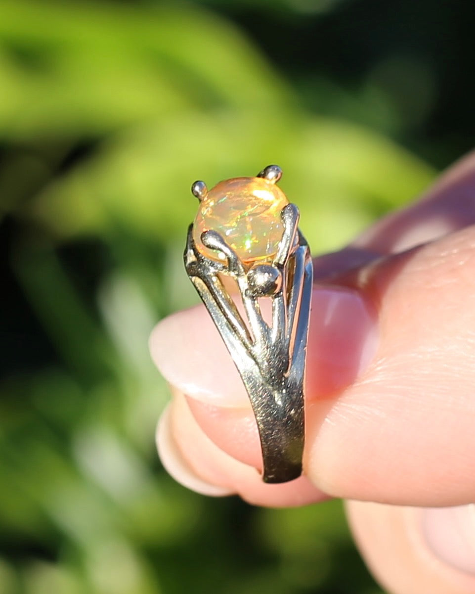 Mexican Opal Cabochon Ring, 14ct Yellow Gold, size 6 or L1/2