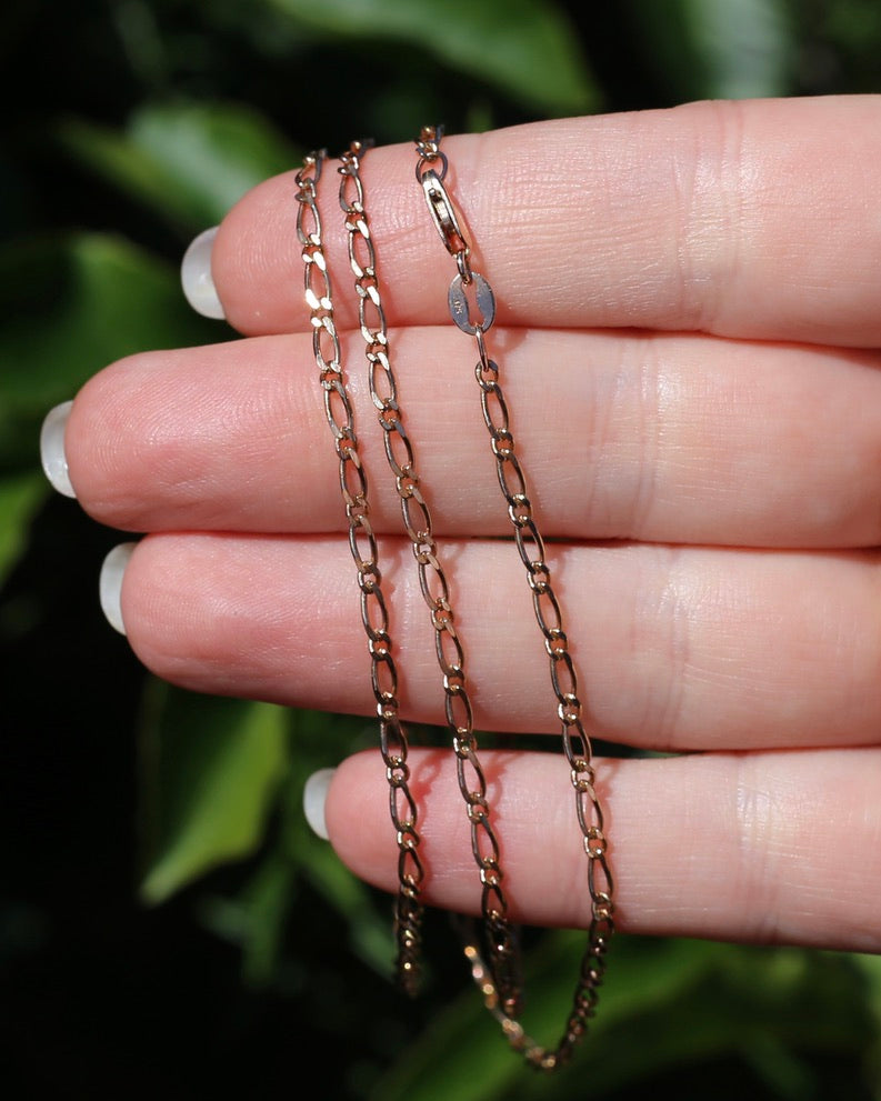 Figaro 1 & 1 Chain, 9ct Rose Gold Chain, 60cm 23.5inches, 5.66g