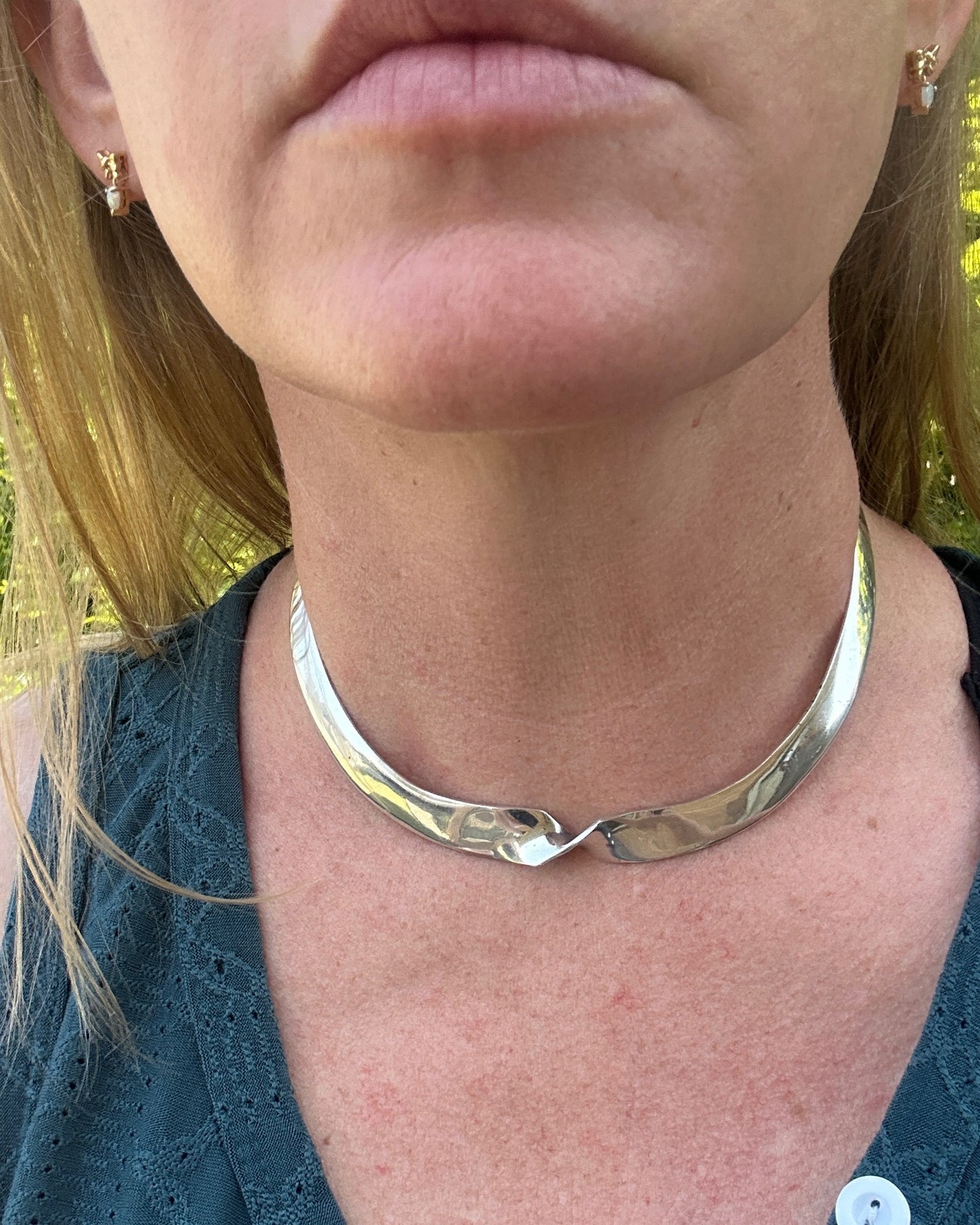 Vintage Silver Twist Choker, 35.5g