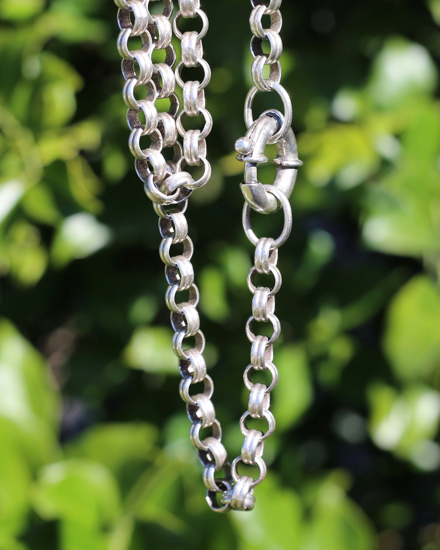 Vintage Fancy Belcher Silver Chain with large Bolt Clasp 45.5g 57cm