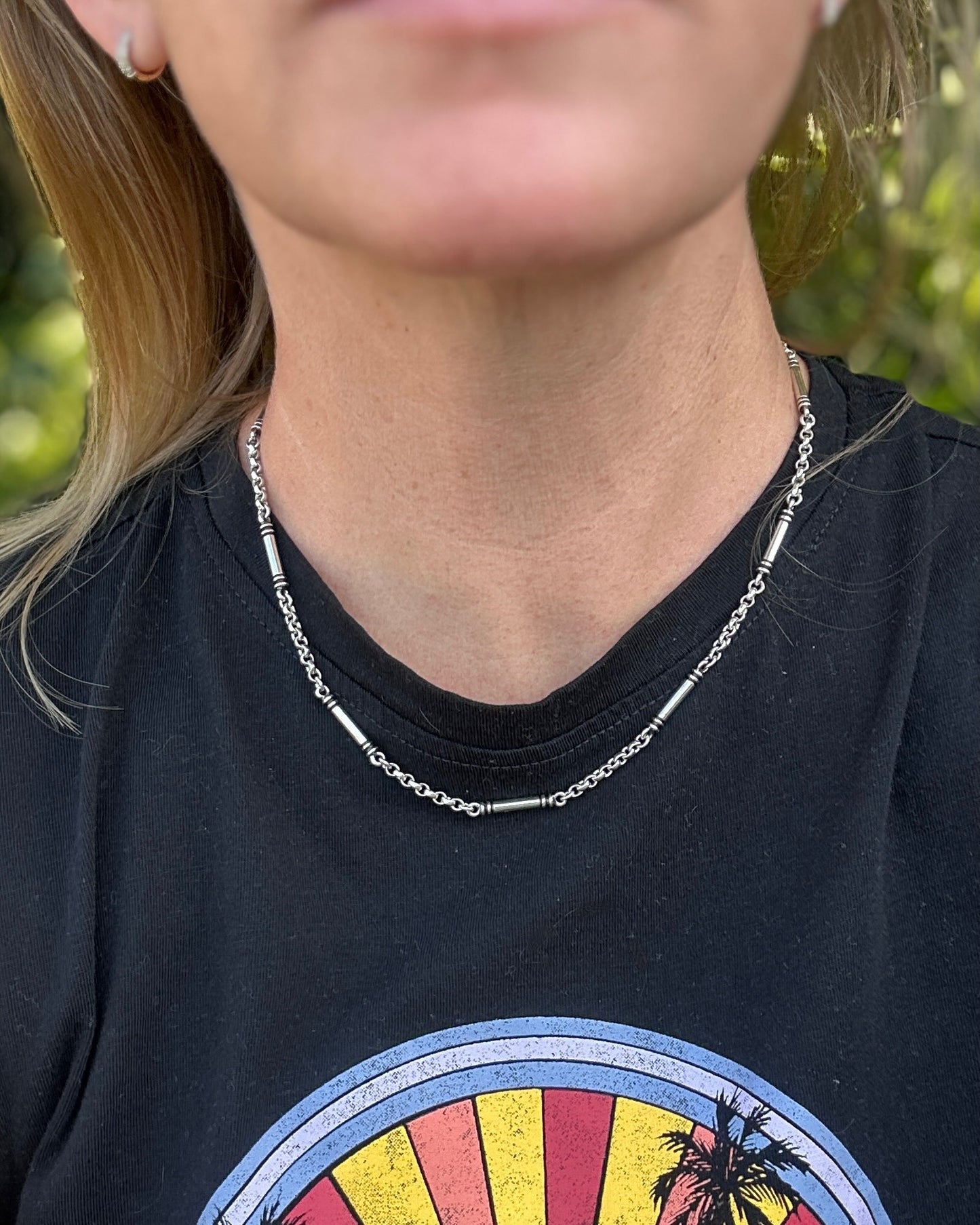 Vintage Australian Silversmith Don Bannister Bar and Cable Chain Necklace, 19.4g