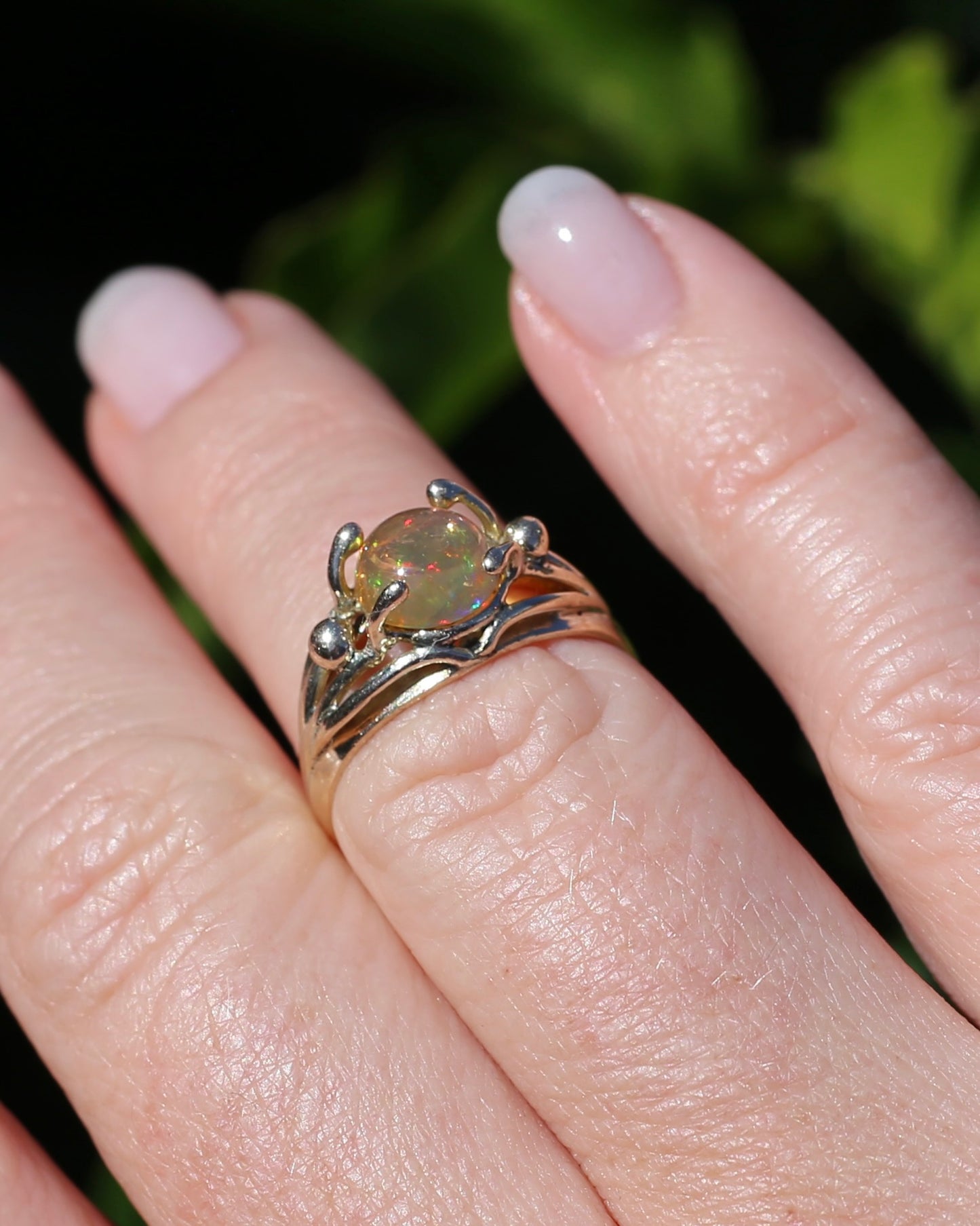 Mexican Opal Cabochon Ring, 14ct Yellow Gold, size 6 or L1/2