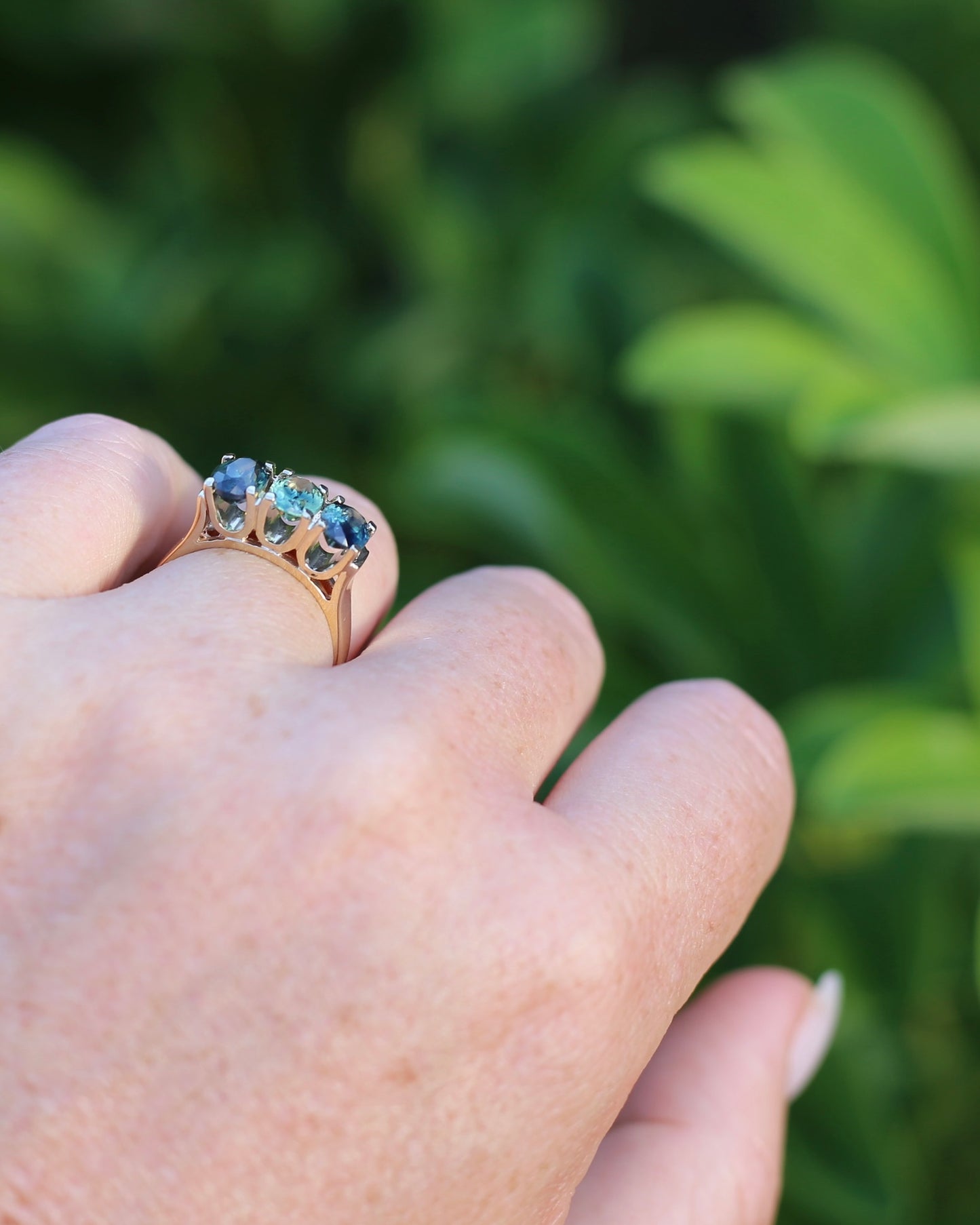 Circa 1980s 2.5ct Parti Trilogy, 9ct Yellow Gold, size P or 7.75, with valuation