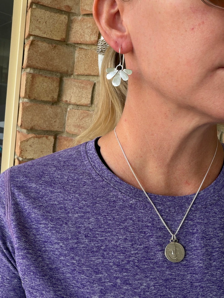 Hand Made Floral Inspired Earring Wires, Sterling Silver, 3.83g