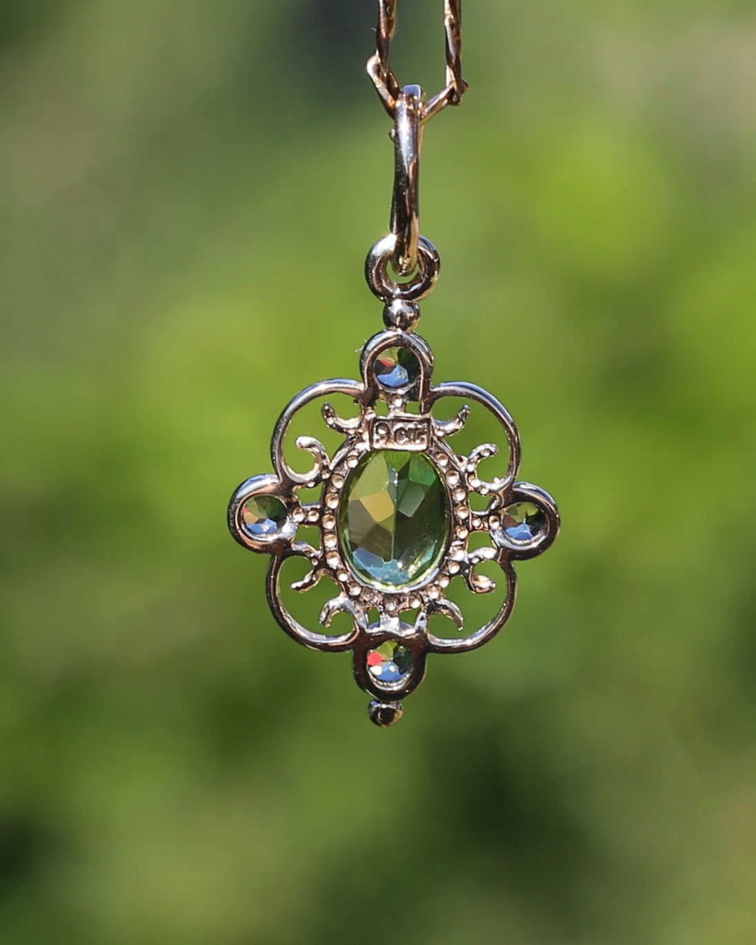 Vintage Bezel Set Peridot Pendant, 9ct Yellow Gold, 1.74g