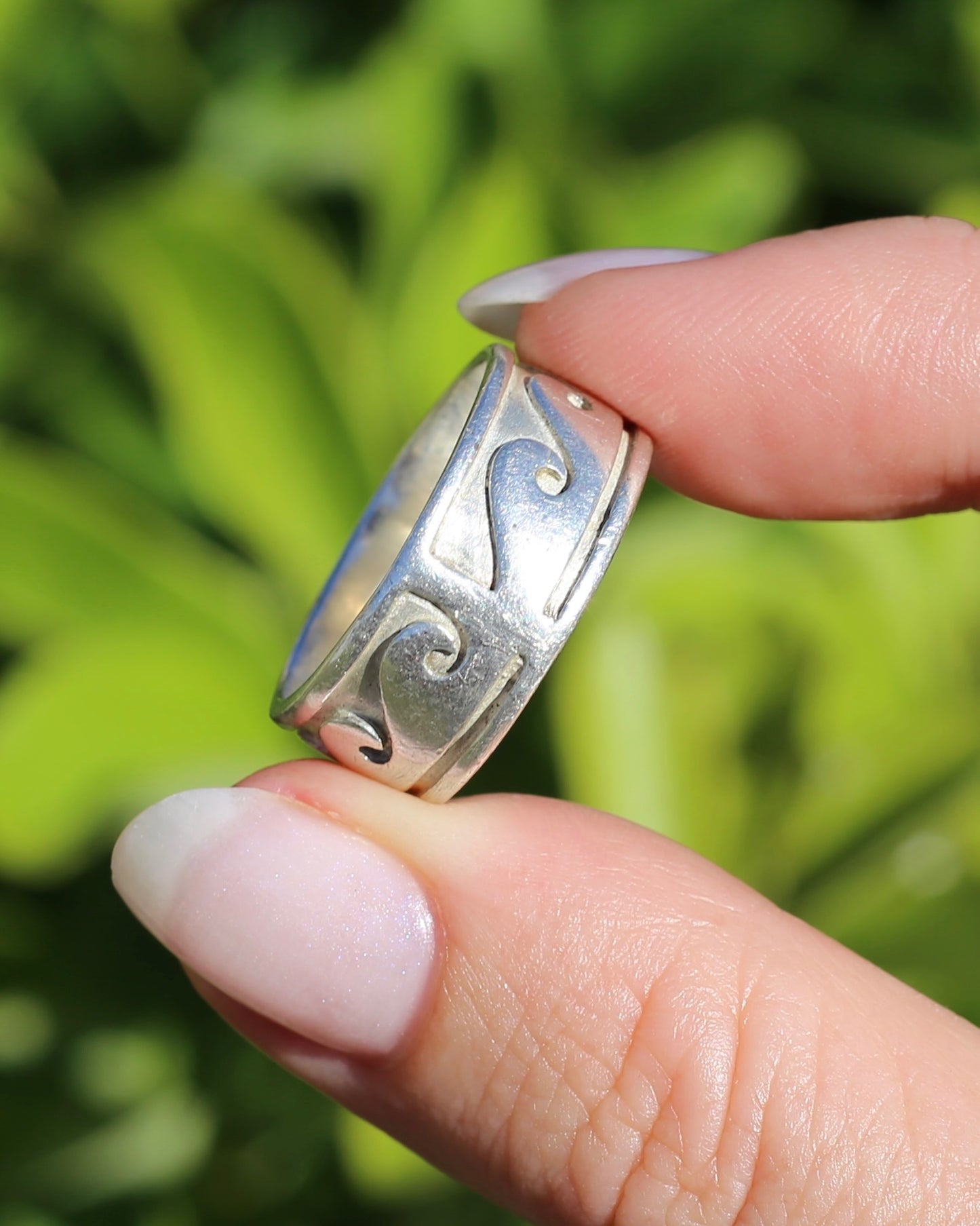 Chunky Sterling Silver Wave Ring, size U or 10 (fits more like an S1/2 or T)