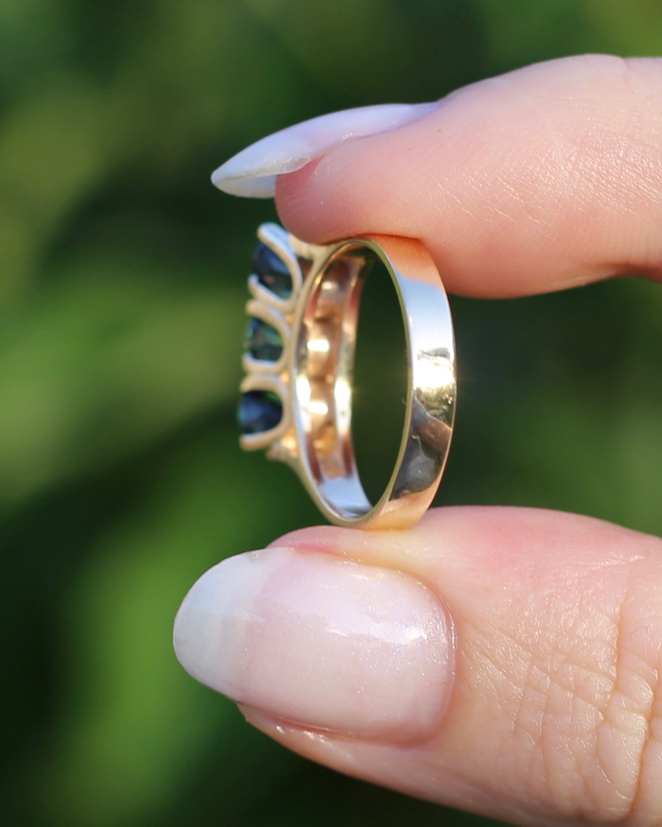 Circa 1980s 2.5ct Parti Trilogy, 9ct Yellow Gold, size P or 7.75, with valuation