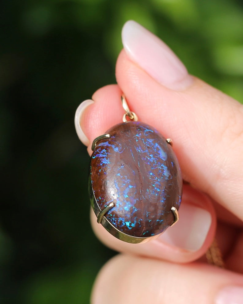Australian Boulder Opal Pendant, 9ct Yellow Gold, 5.41g