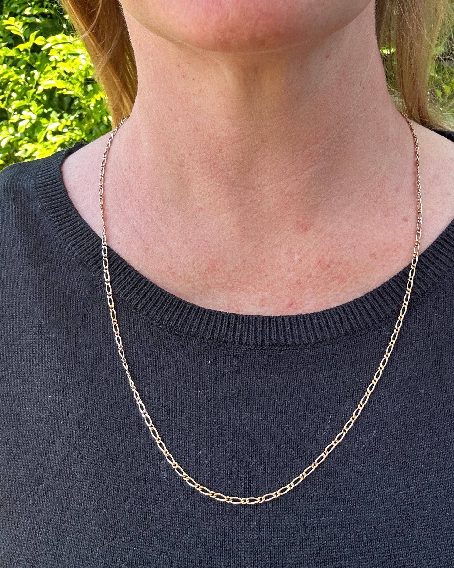 Figaro 1 & 1 Chain, 9ct Rose Gold Chain, 60cm 23.5inches, 5.66g