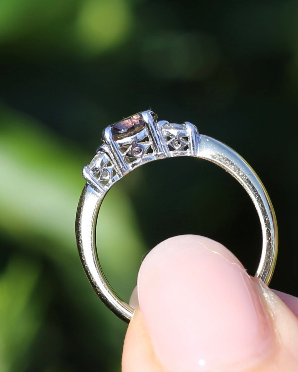 1.31ct Natural Caramel Zircon and Old Cut White Zircon Trilogy Ring, 9ct Gold, size N1/2 or just under 7, 3.72g
