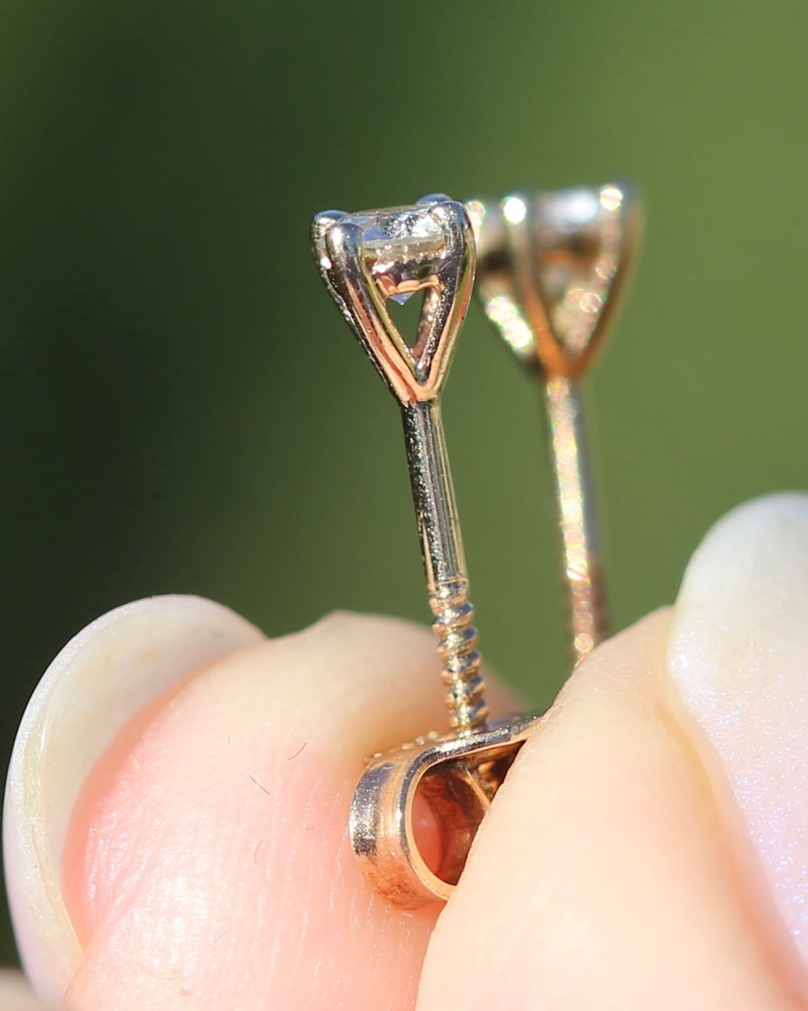 0.24ct TDW Diamond Studs, 9ct Yellow Gold Screw Post Studs, 4 Claw Gold, 9ct Yellow Gold