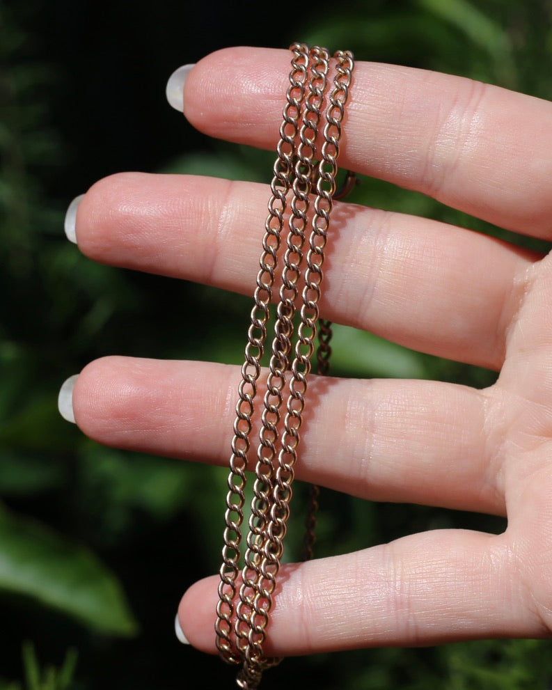 Vintage Old Rosey Gold Curb Chain with Bolt Clasp, 9ct Old Roey Gold, 67cm or 26.5 inches, 12.42g