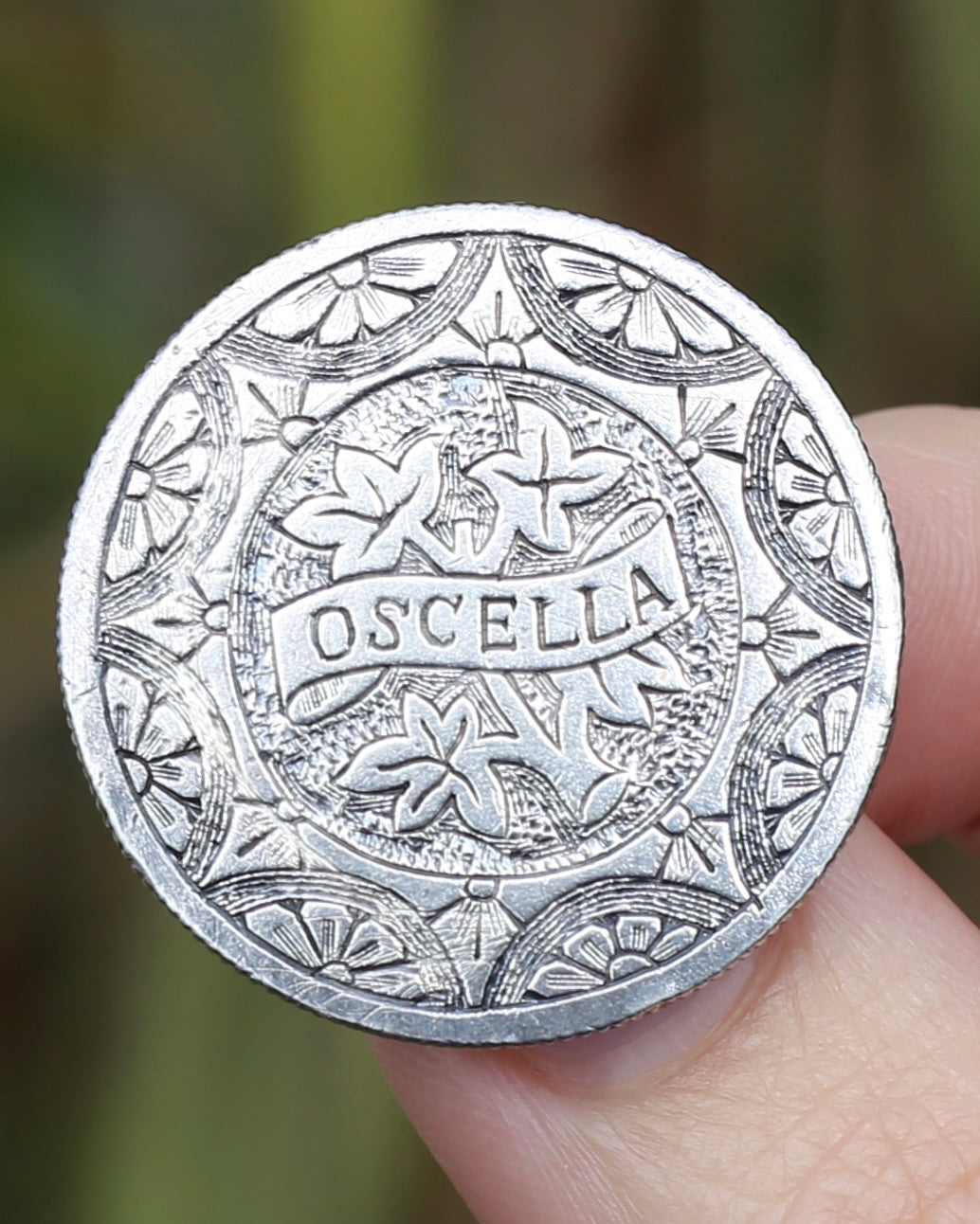 Antique Love Token Oscella Brooch 1900 British India One Rupee, 10.9g