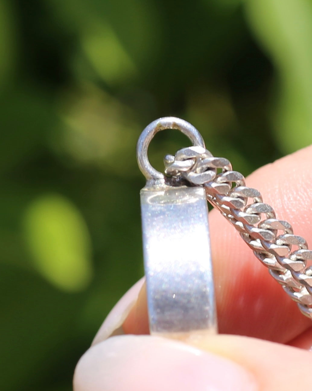 Vintage Chunky Black Agate and Silver Pendant, 13.2g