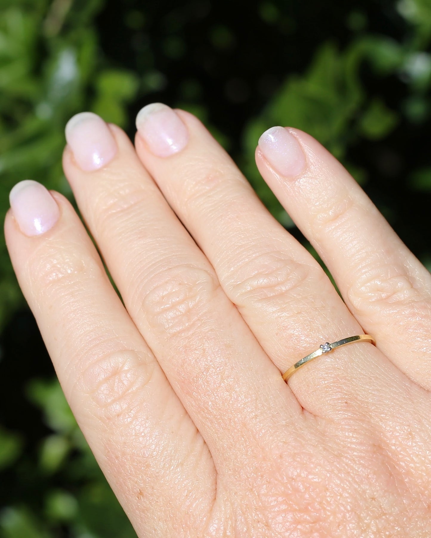 Vintage Knife Edge Dainty Single Diamond Stacker, 18ct Yellow Gold, size P or 7.75