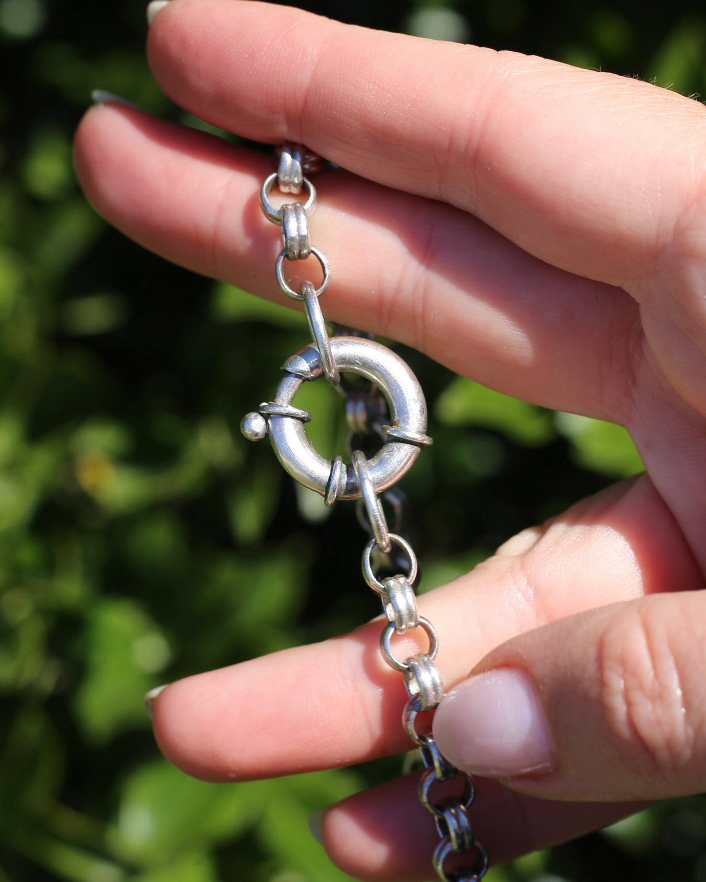 Vintage Fancy Belcher Silver Chain with large Bolt Clasp 45.5g 57cm