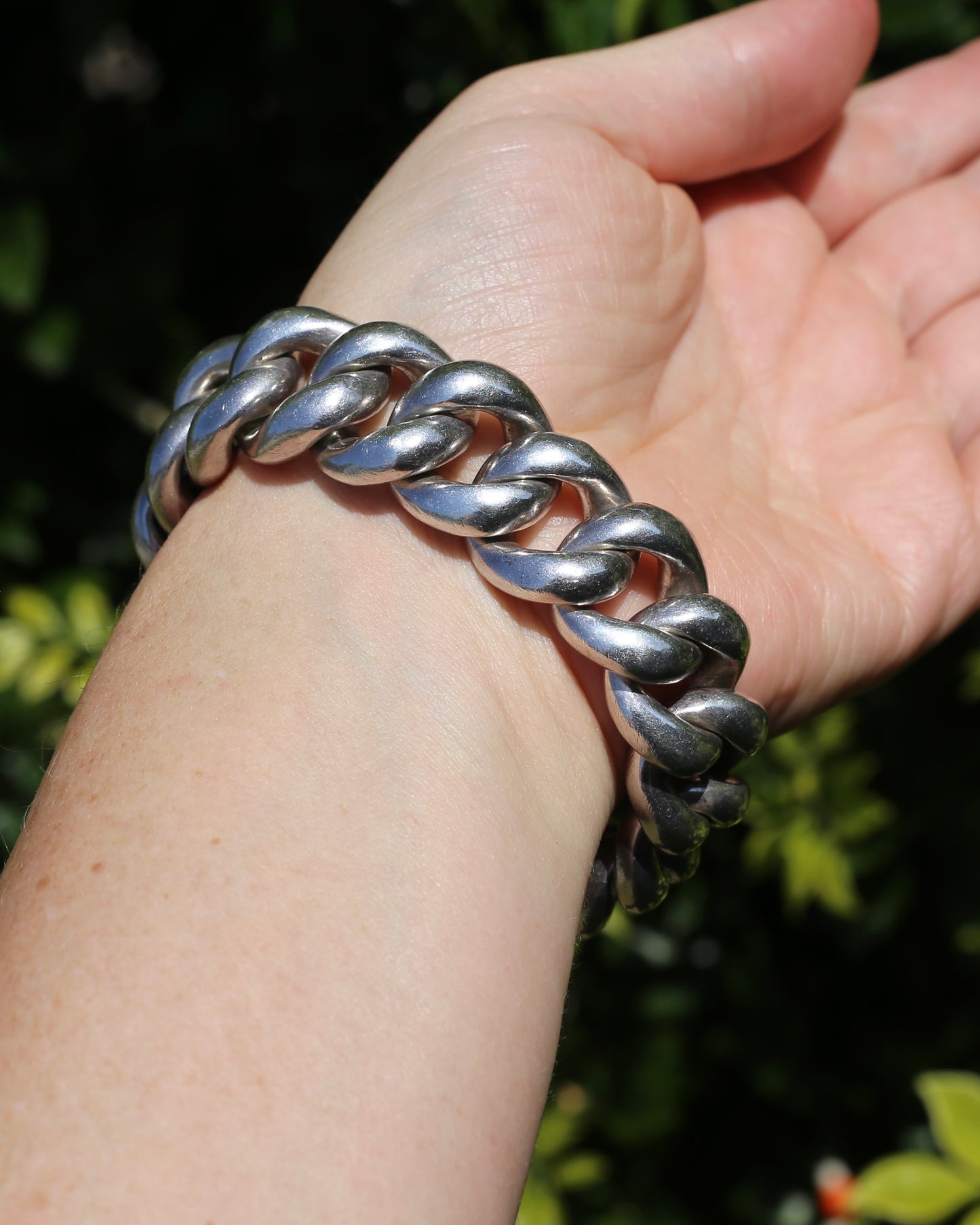 Australian Designer Very Chunky Semi Hollow Curb Link Bracelet with Heart Padlock, 84.2g