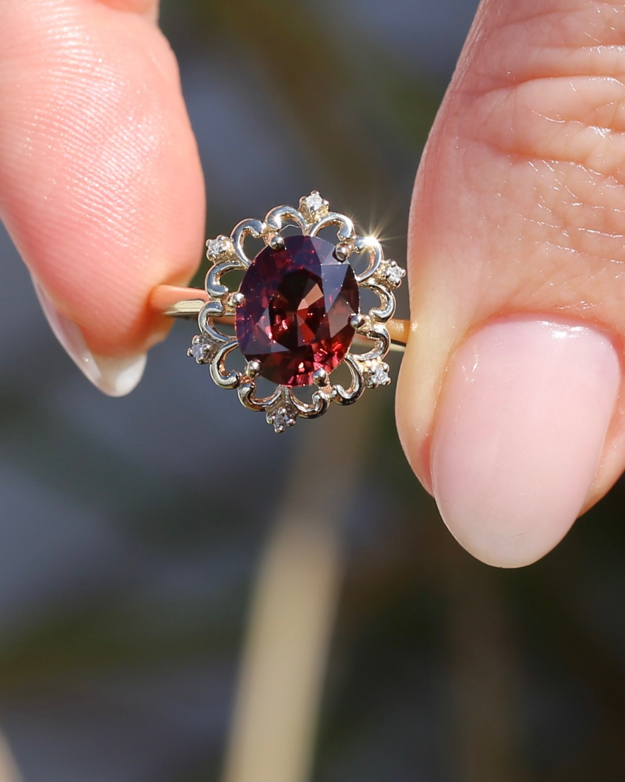 Vintage 3.48ct Natural Zircon and Diamond Ring, 9ct Yellow Gold , size O or 7.25 with valuation