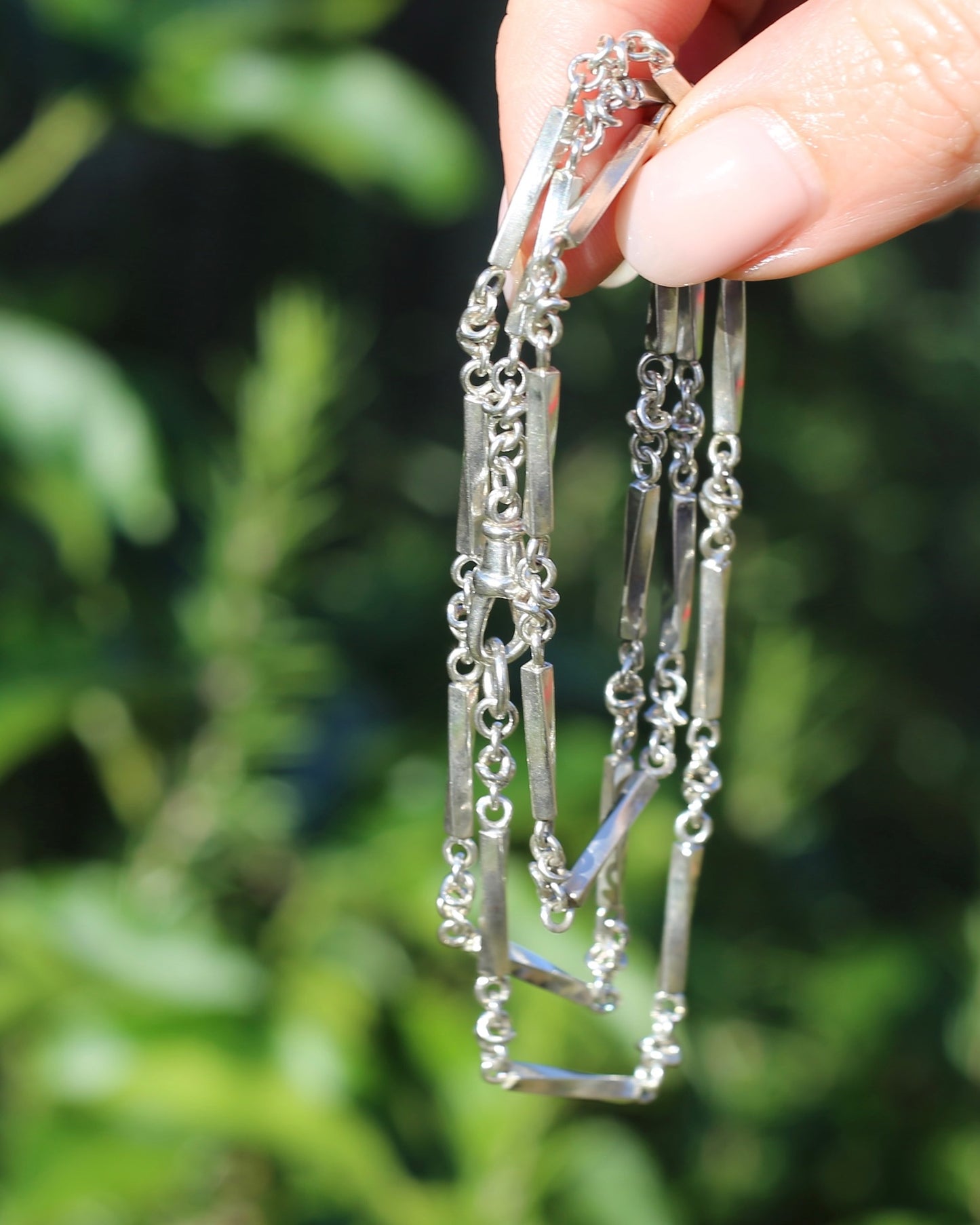 Vintage Silver Fancy Link Chain with Albert Clasp, 59cm or 23 inches, 21.6g