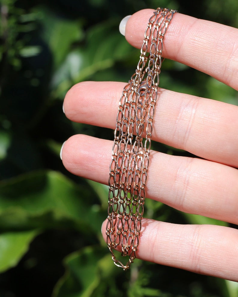 Figaro 1 & 1 Chain, 9ct Rose Gold Chain, 60cm 23.5inches, 5.66g