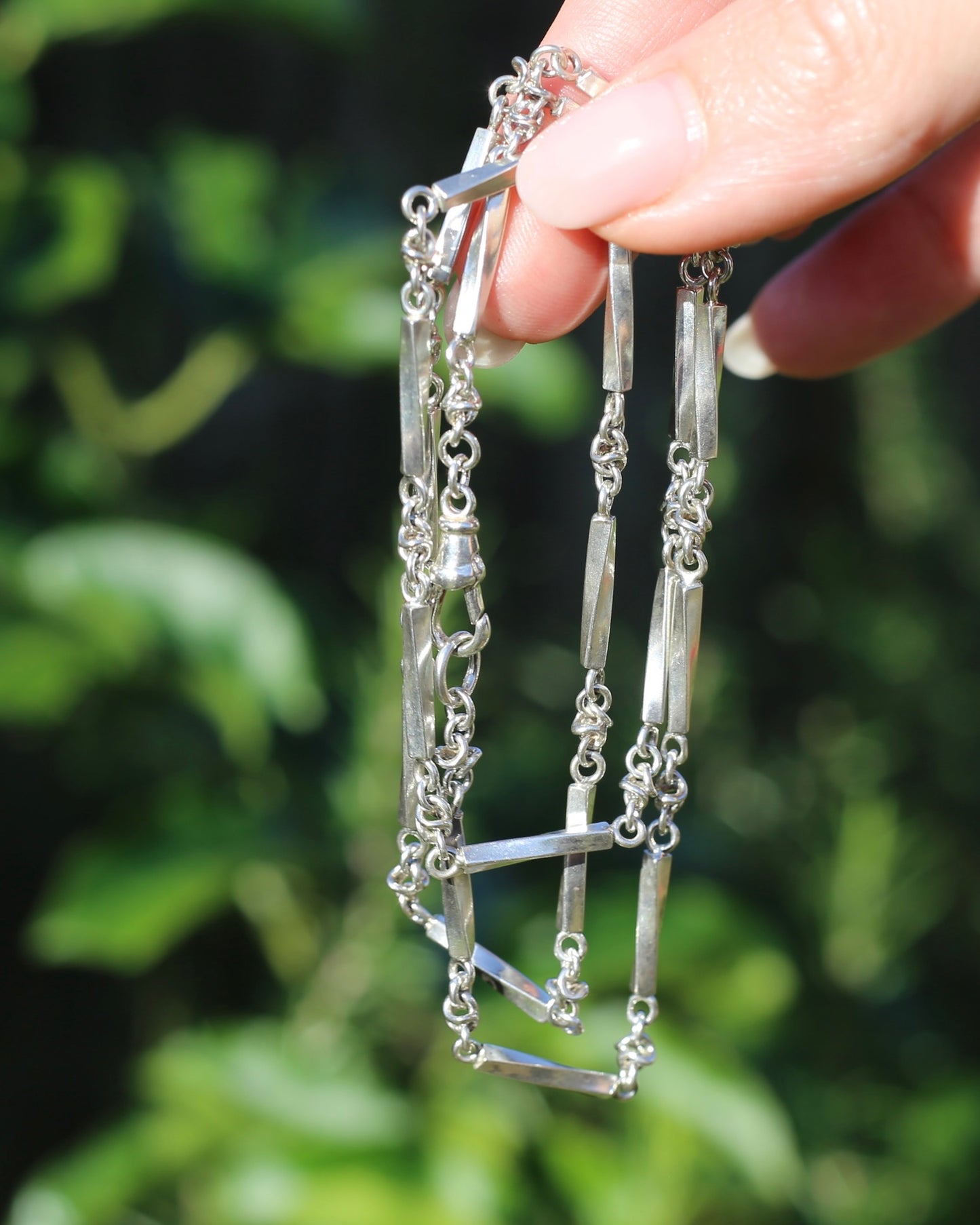 Vintage Silver Fancy Link Chain with Albert Clasp, 59cm or 23 inches, 21.6g