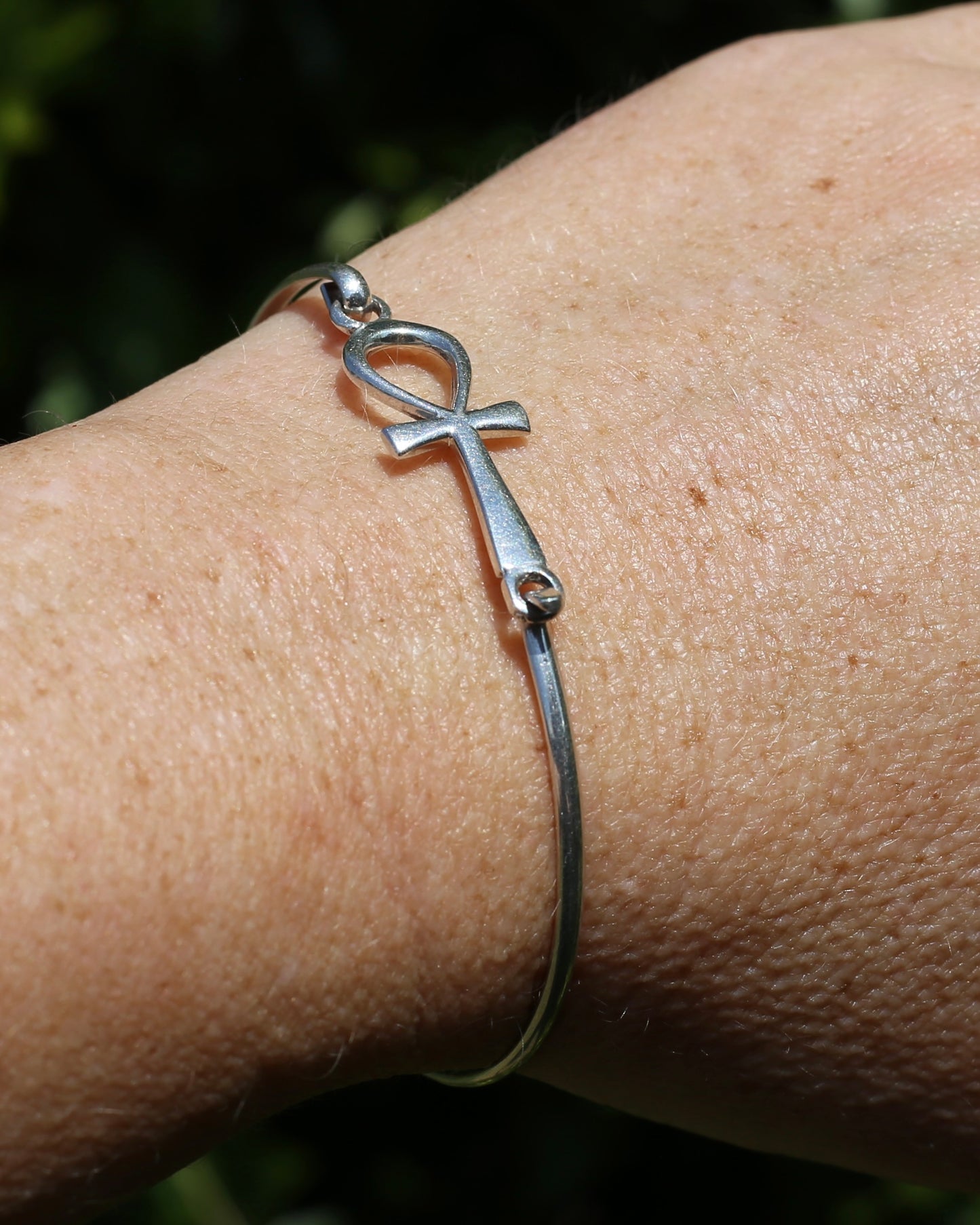 Egyptian Ankh - Key of Life - Silver Bangle, 5.1g