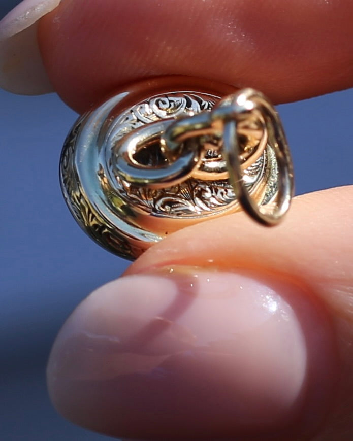Antique Intaglio Initial Fob, 9ct Yellow Gold, PJJ JJP, 3.19g