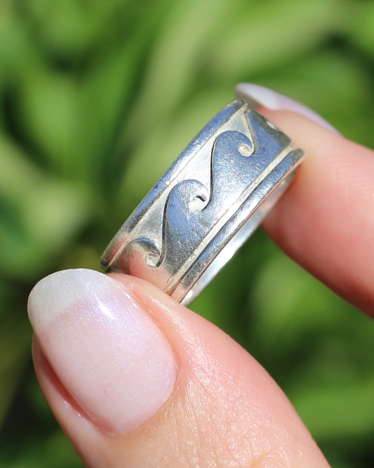 Chunky Sterling Silver Wave Ring, size U or 10 (fits more like an S1/2 or T)