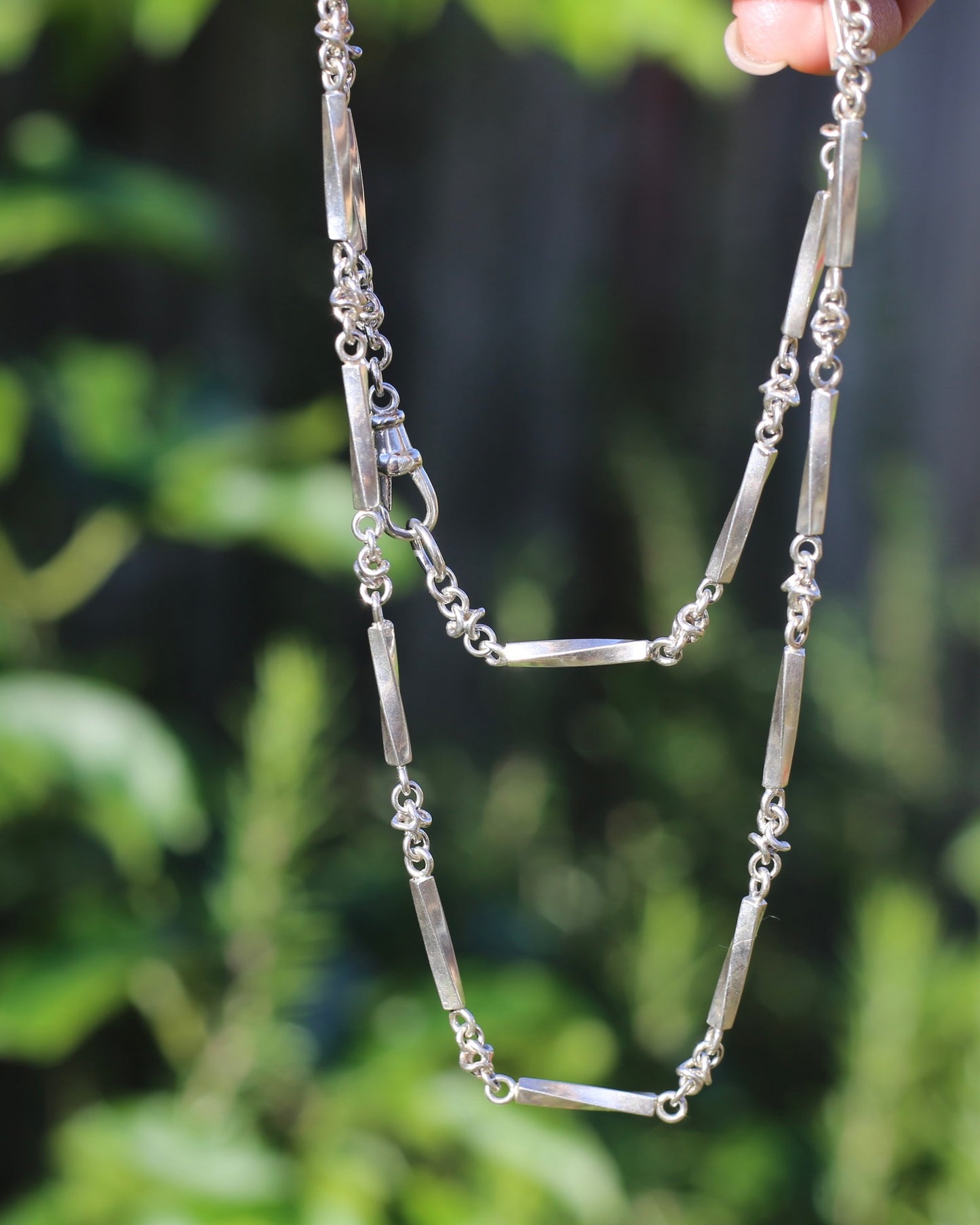 Vintage Silver Fancy Link Chain with Albert Clasp, 59cm or 23 inches, 21.6g