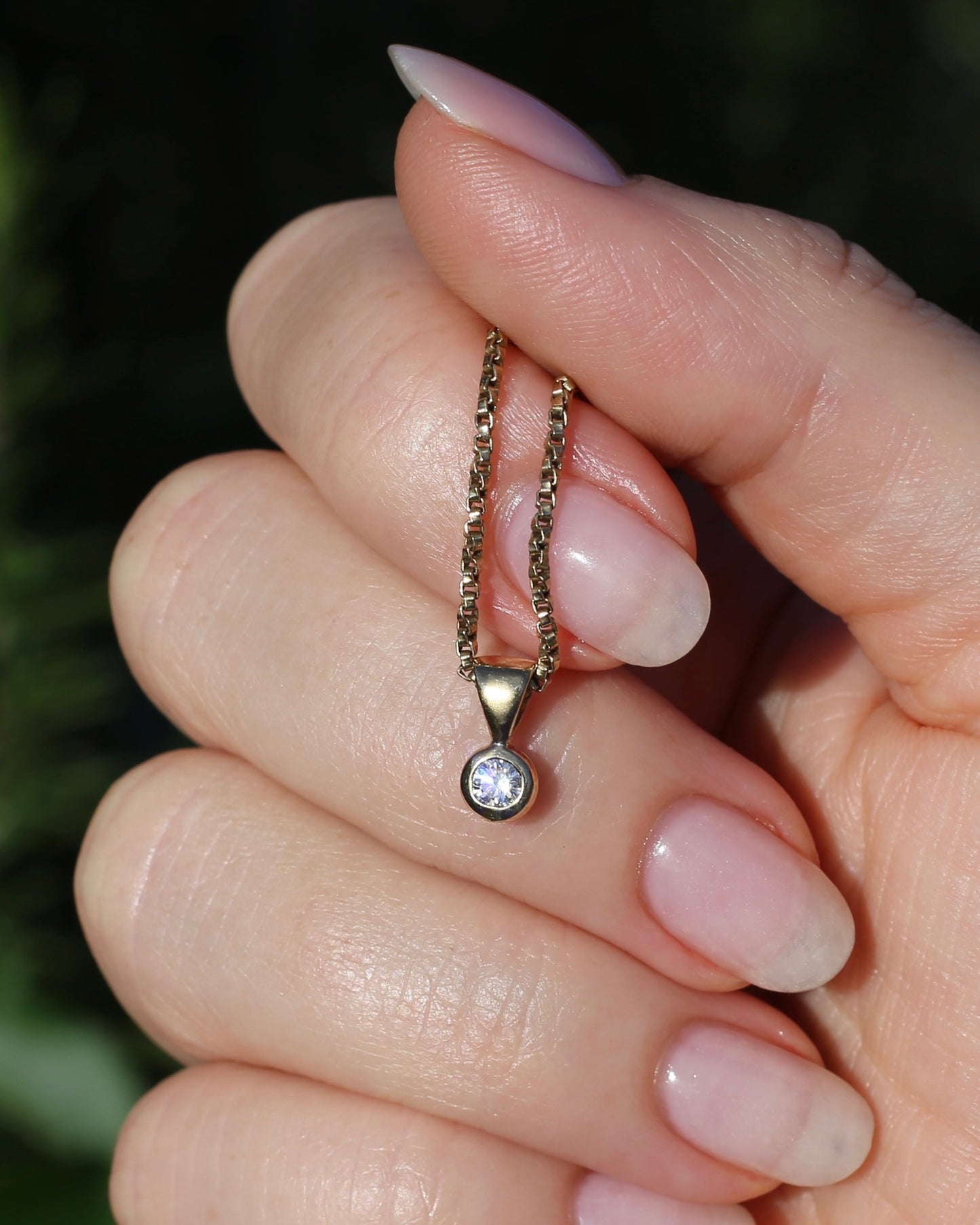 Vintage 0.2ct Natural Diamond Bezel Set Pendant, 9ct Yellow Gold, 0.45g