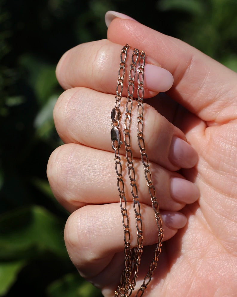 Figaro 1 & 1 Chain, 9ct Rose Gold Chain, 60cm 23.5inches, 5.66g