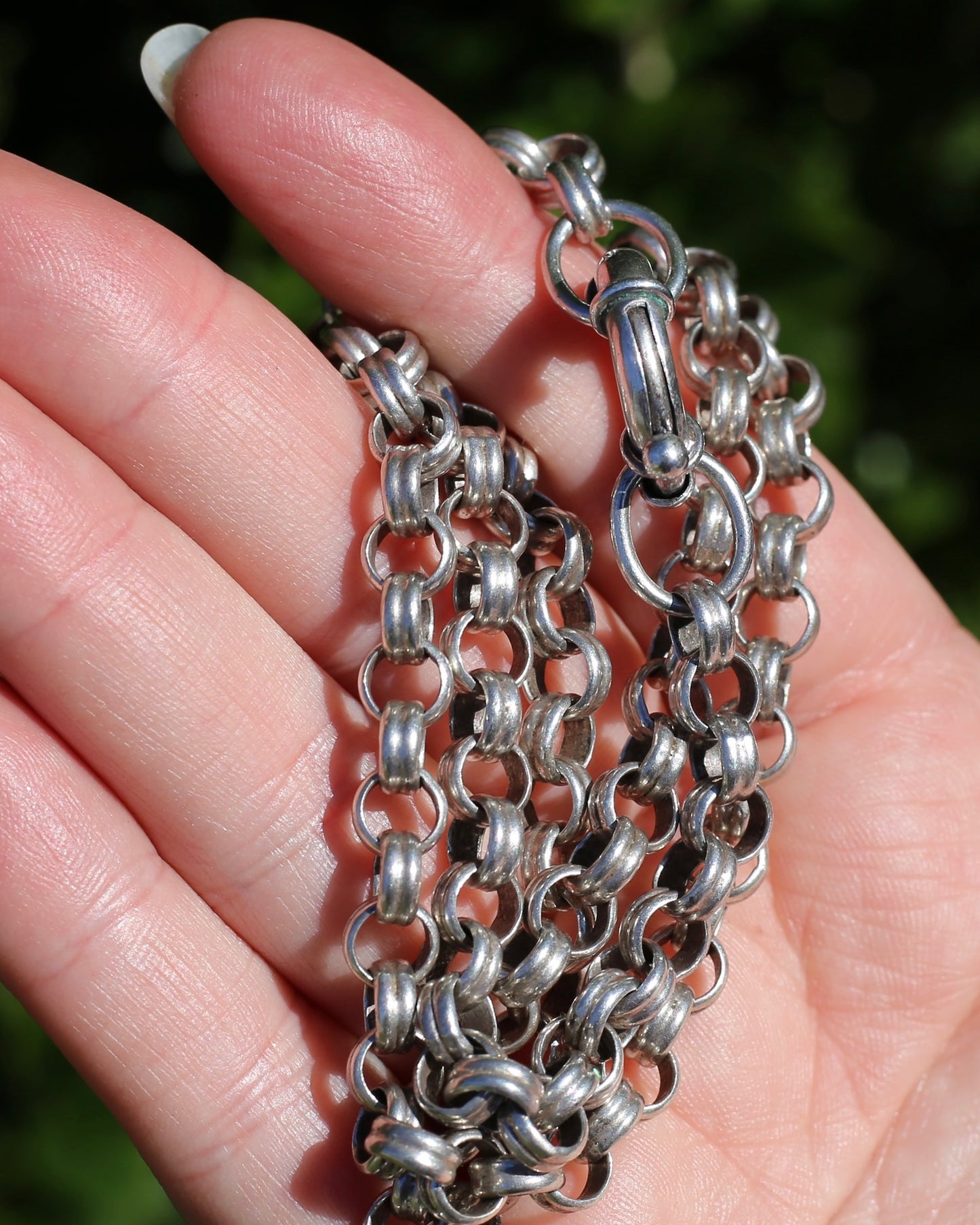 Vintage Fancy Belcher Silver Chain with large Bolt Clasp 45.5g 57cm