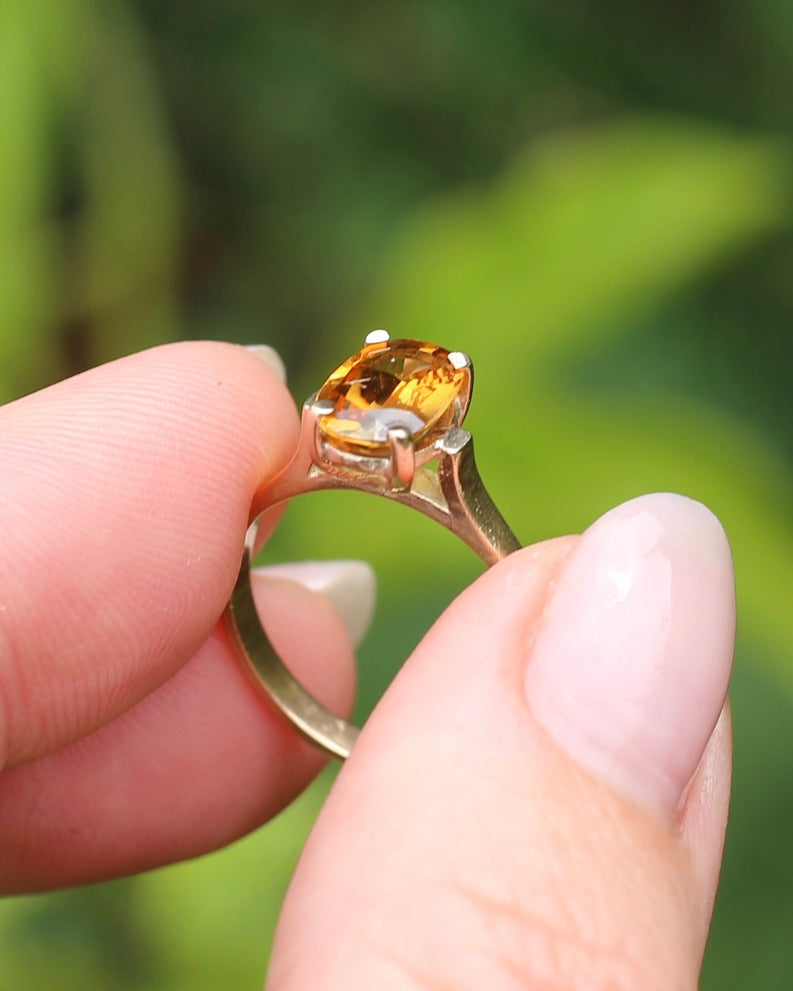 Vintage Yellow Sapphire Ring, 9ct Yellow Gold, size M1/2 or 6.5, 2.68g