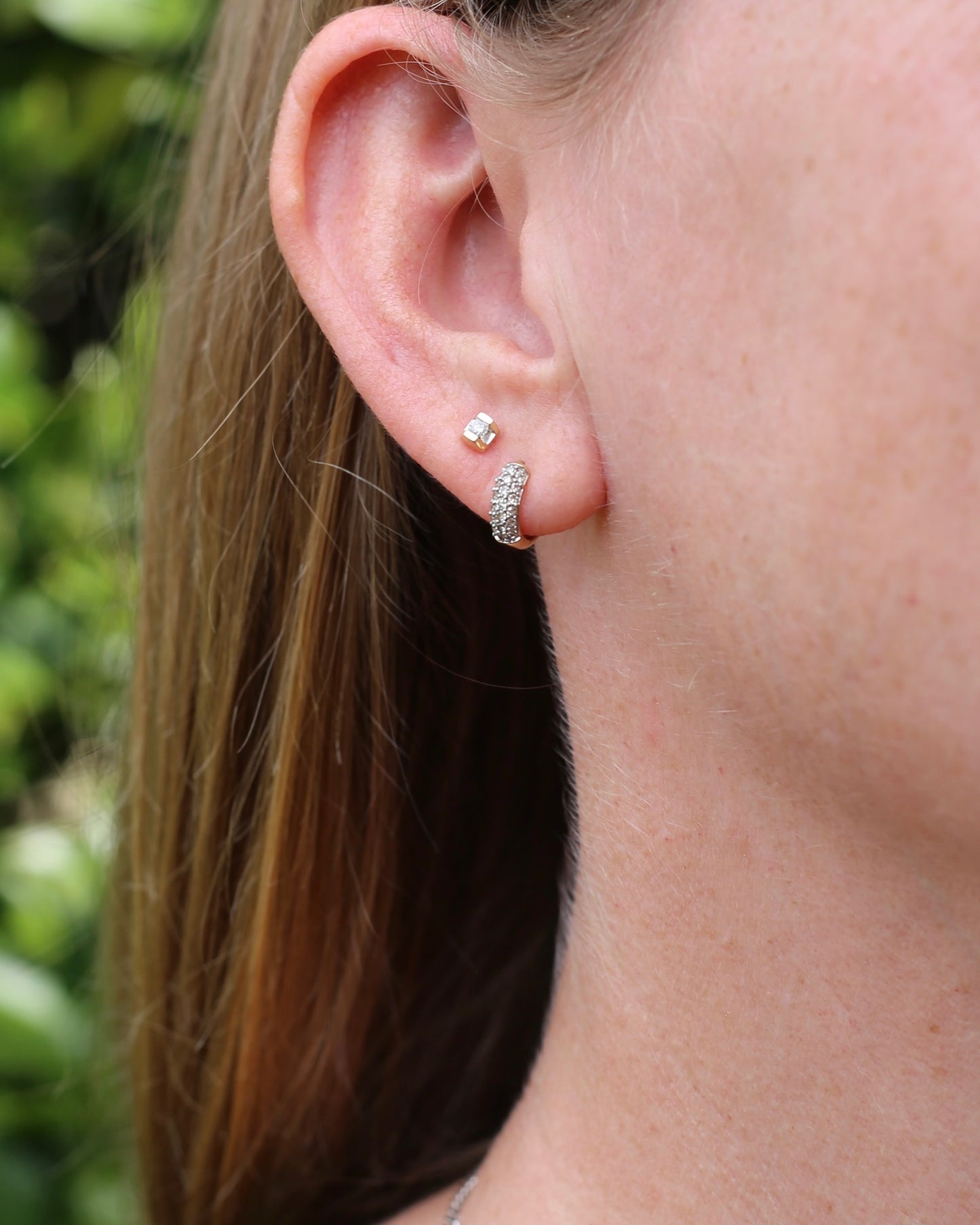 0.1ct Natural Diamond Semi Bezel Studs, 10ct Yellow Gold, 0.6g