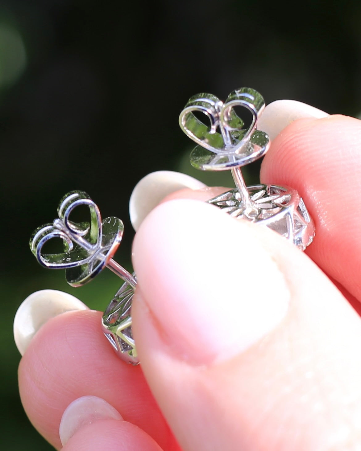 Diamond Cluster Studs, Sterling Silver, 5.58g