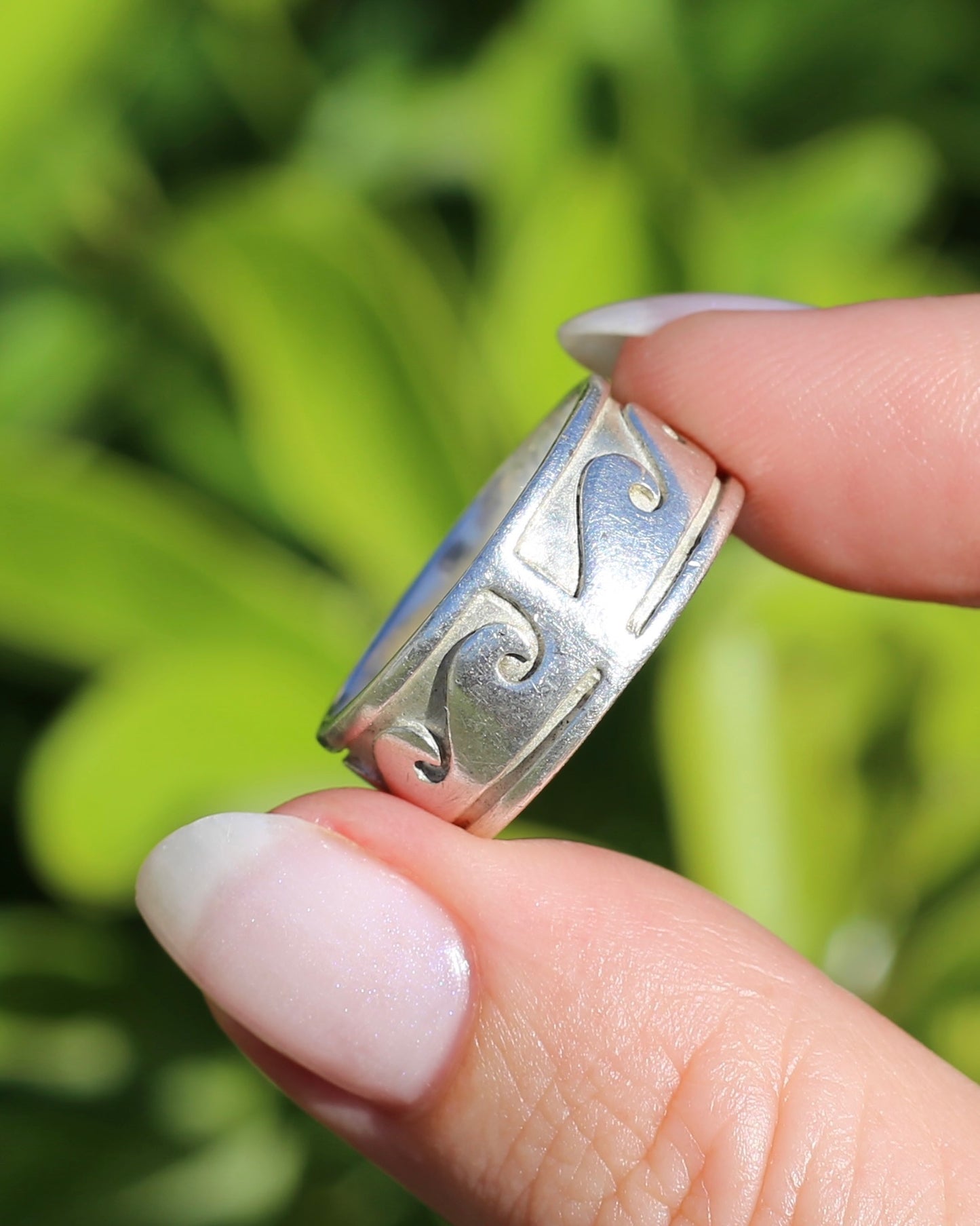 Chunky Sterling Silver Wave Ring, size U or 10 (fits more like an S1/2 or T)