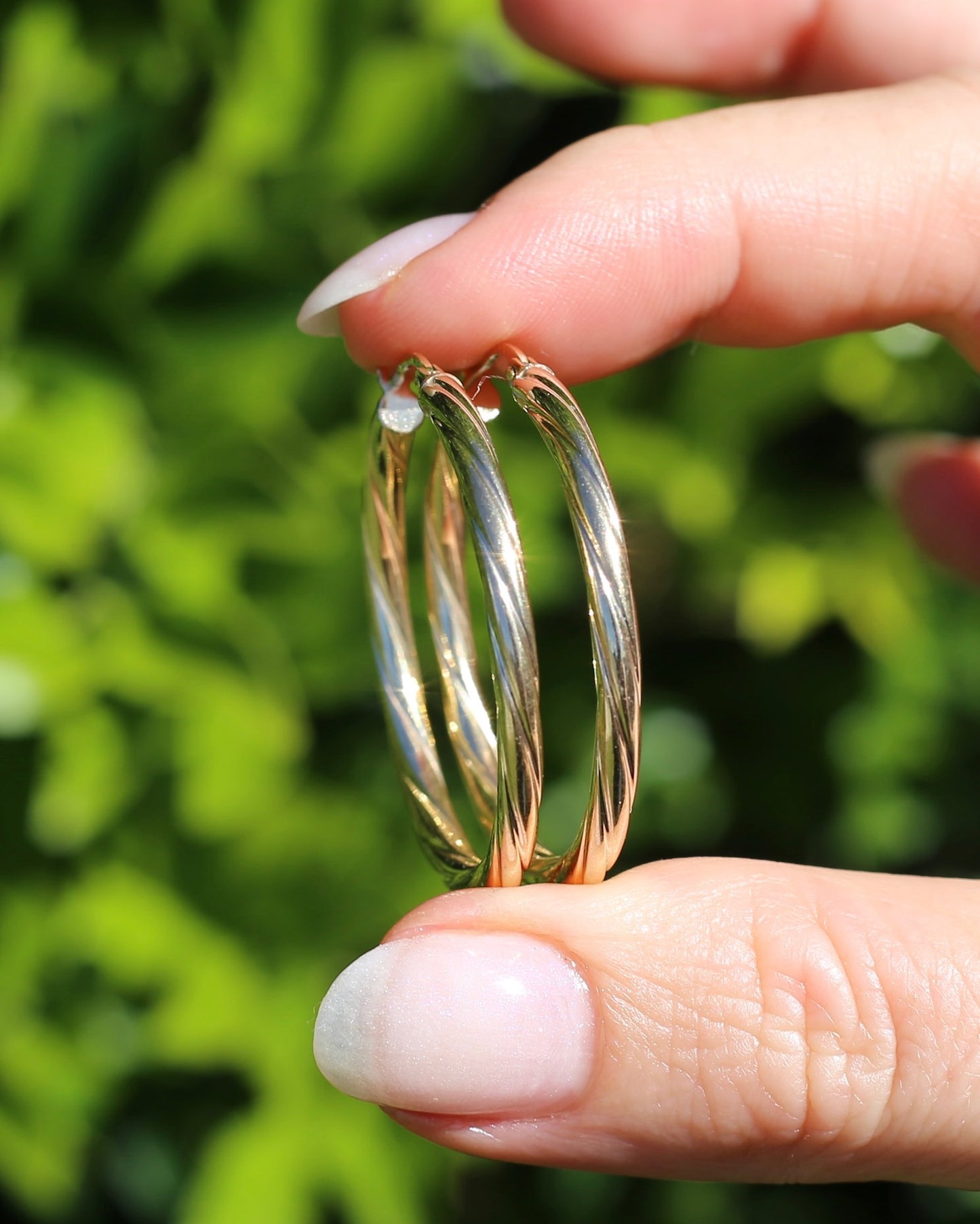 UnoAErre Twisted Gold Hoop Earrings, 35.85mm 1.85g