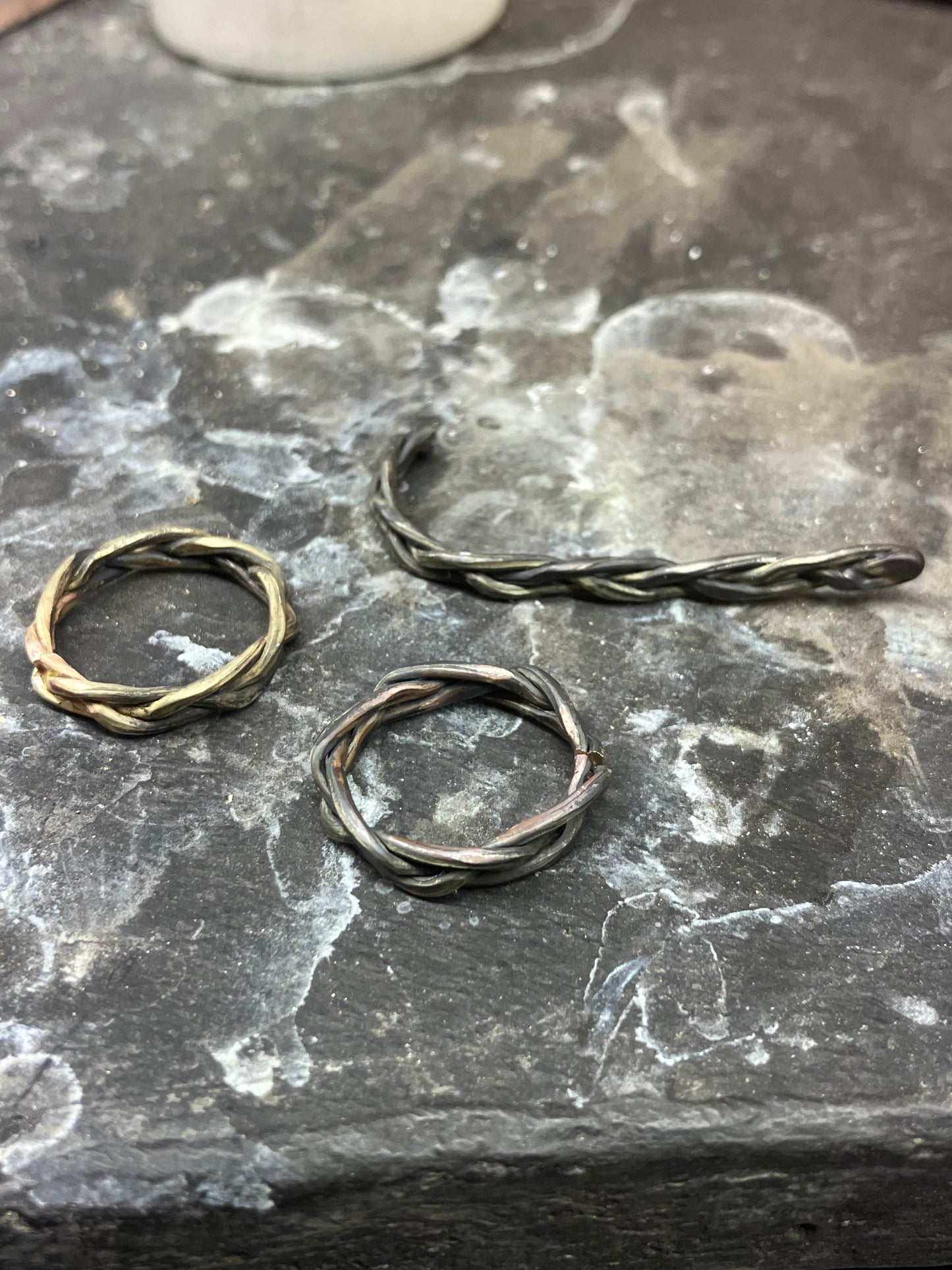 Reclaimed 9ct Yellow Gold Plaited Band, size 8.75 or just over R