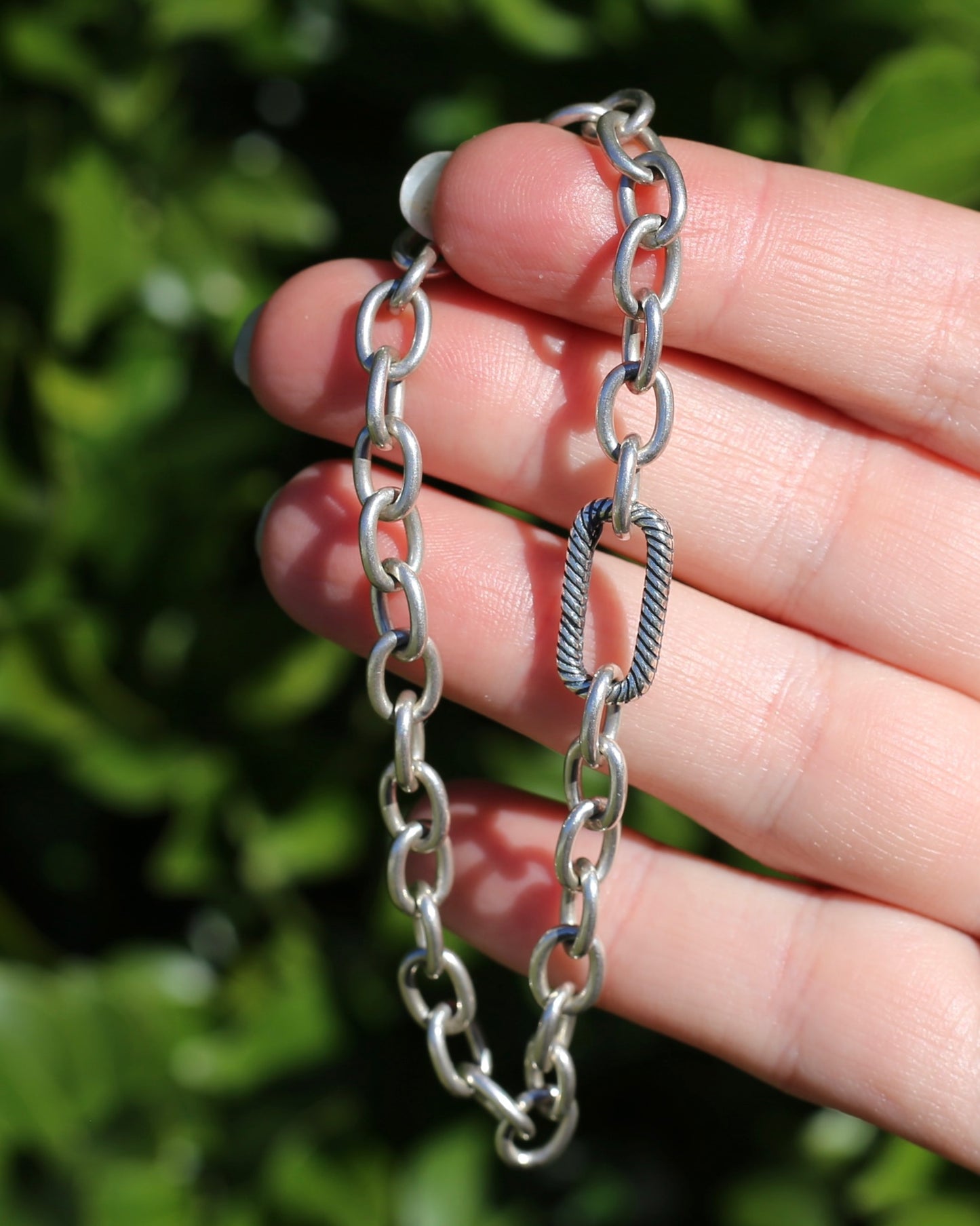 Oval Cable Link Bracelet, Sterling Silver, 12.6g