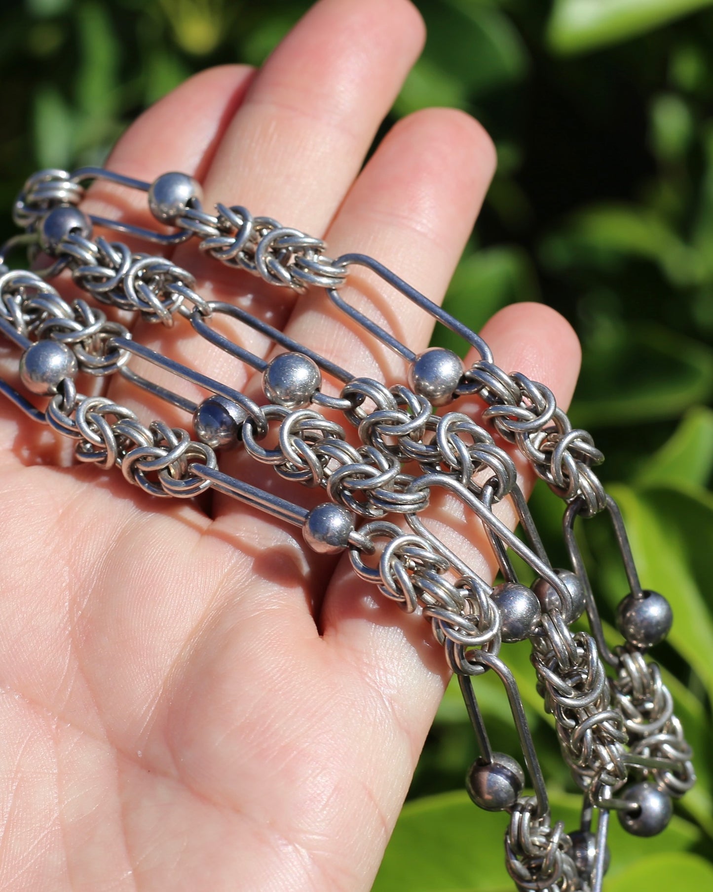 Vintage Byzantine & Paperclip Chain with Double Albert Clasp, Sterling Silver, 74.5g