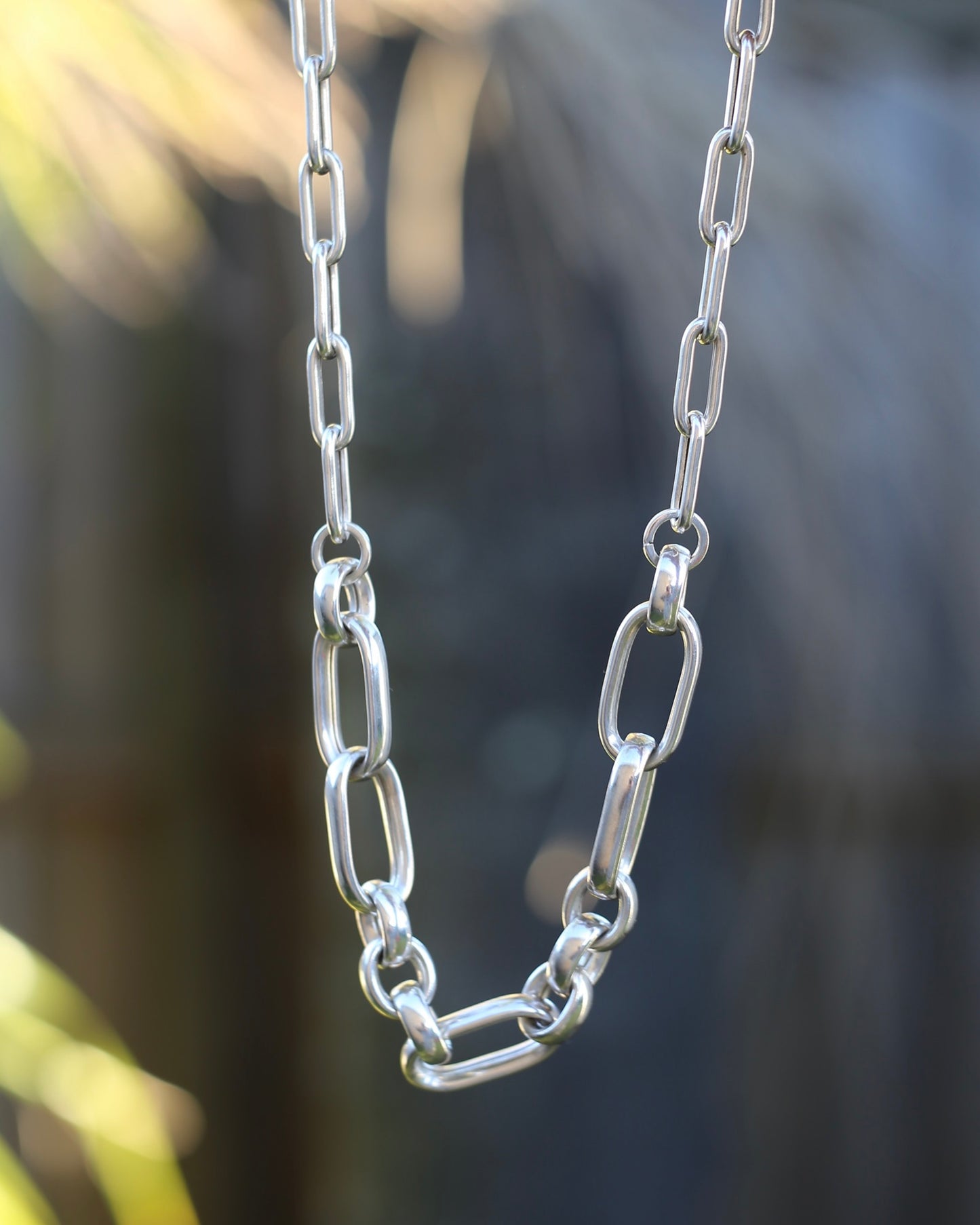 Australian Brand Semi Hollow Chunky Silver PaperClip Style Necklace, 39.7g, 45.5cm