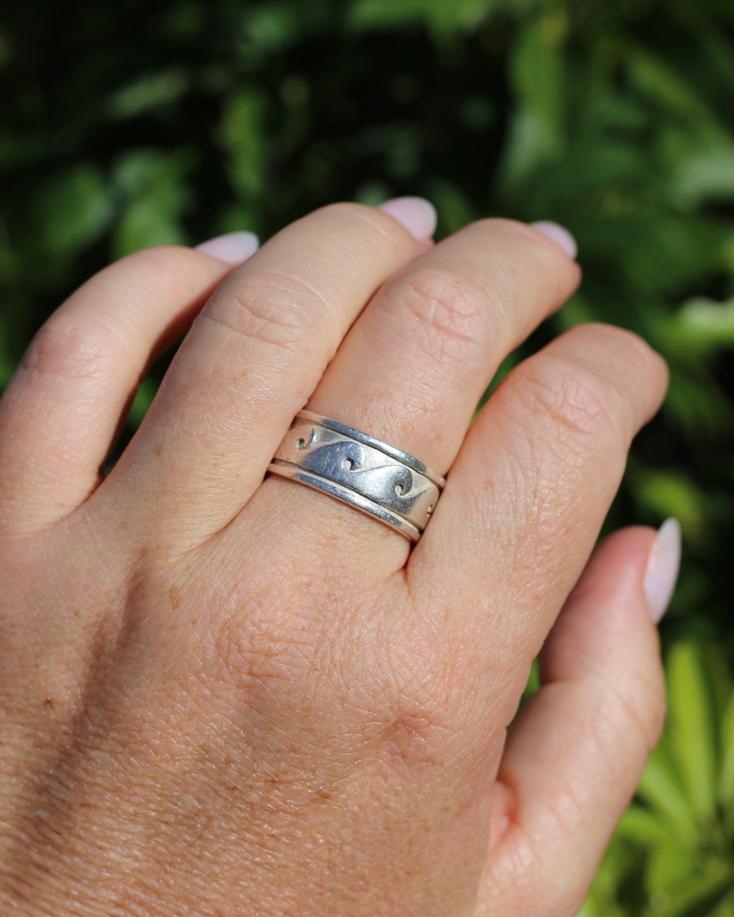 Chunky Sterling Silver Wave Ring, size U or 10 (fits more like an S1/2 or T)
