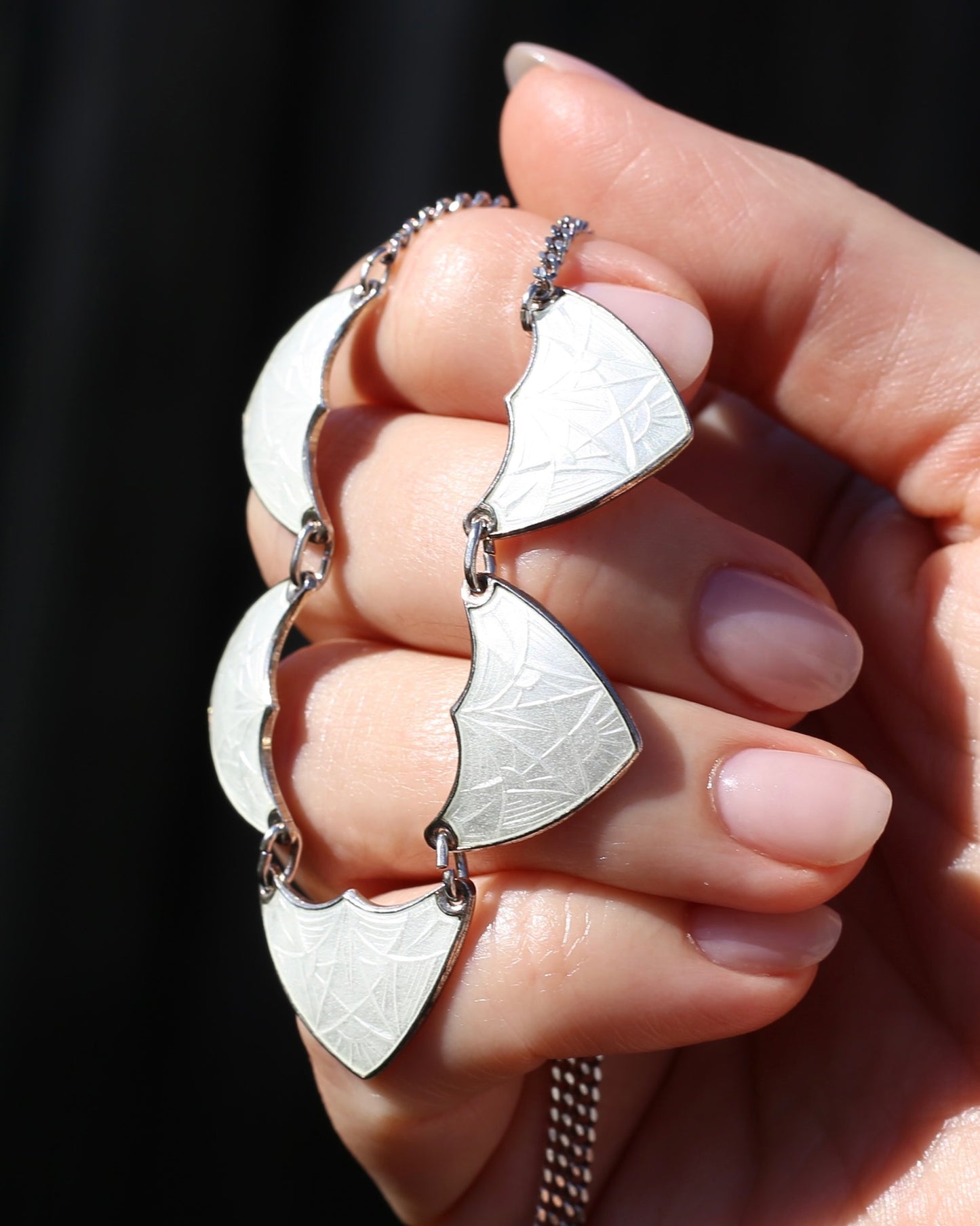 Vintage Norwegian Enamel and Silver Necklace, 45.5cm