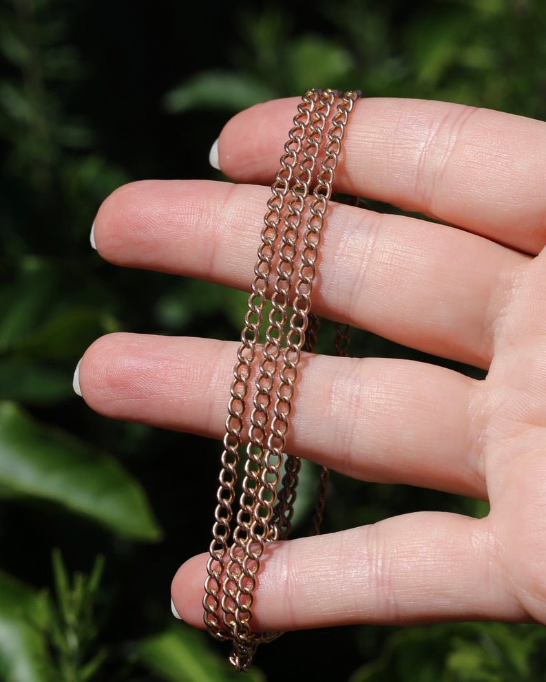 Vintage Old Rosey Gold Curb Chain with Bolt Clasp, 9ct Old Roey Gold, 67cm or 26.5 inches, 12.42g