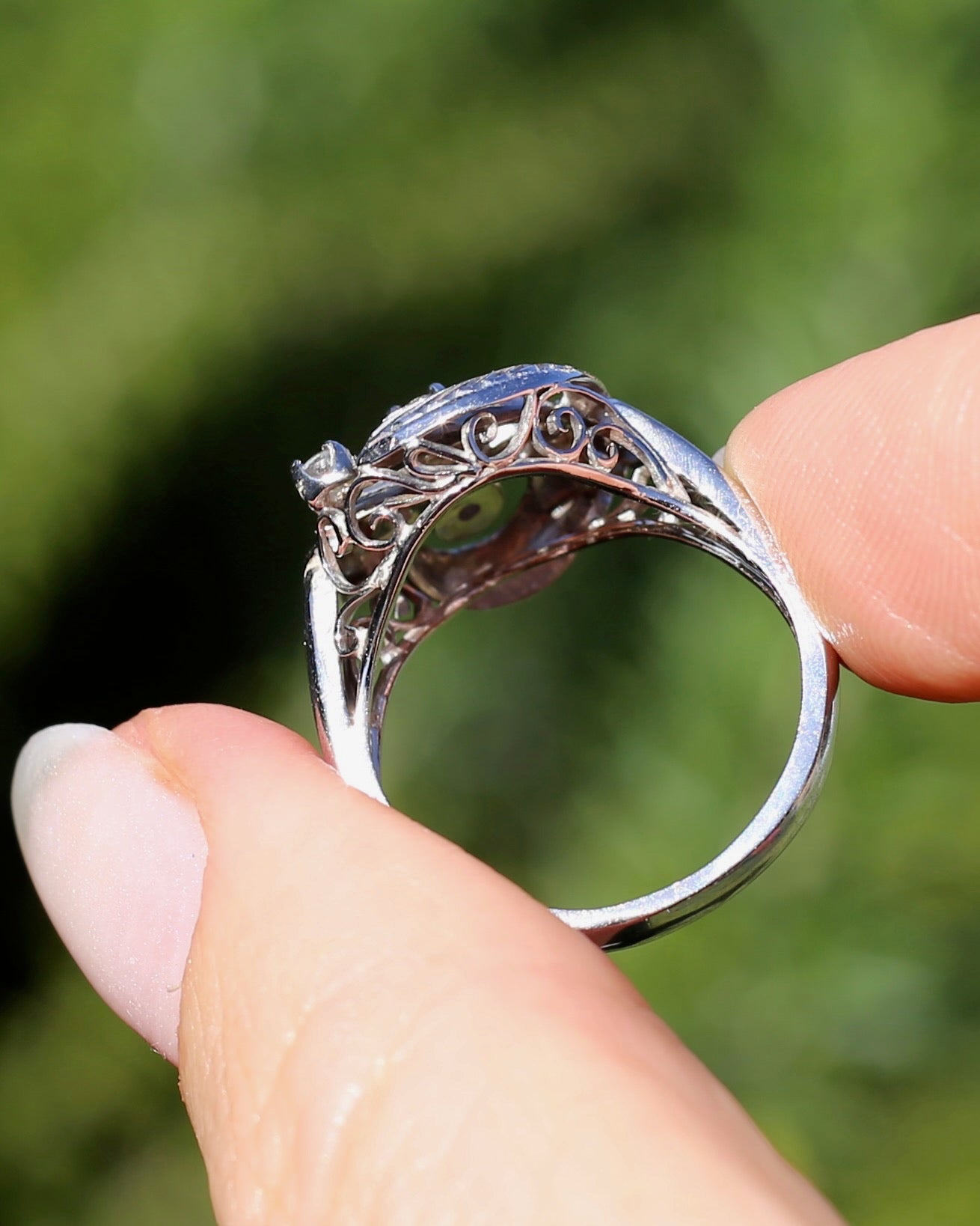 Old Cut and Early Brilliant Cluster Clover Ring, 9ct White Gold, size O or 7